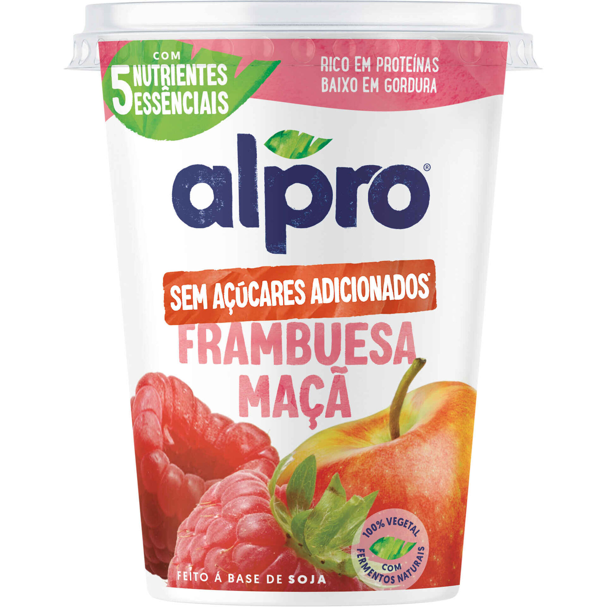 Vegegurte Base de Soja Framboesa e Ma&ccedil;&atilde; sem A&ccedil;&uacute;car Alpro&nbsp; &nbsp;