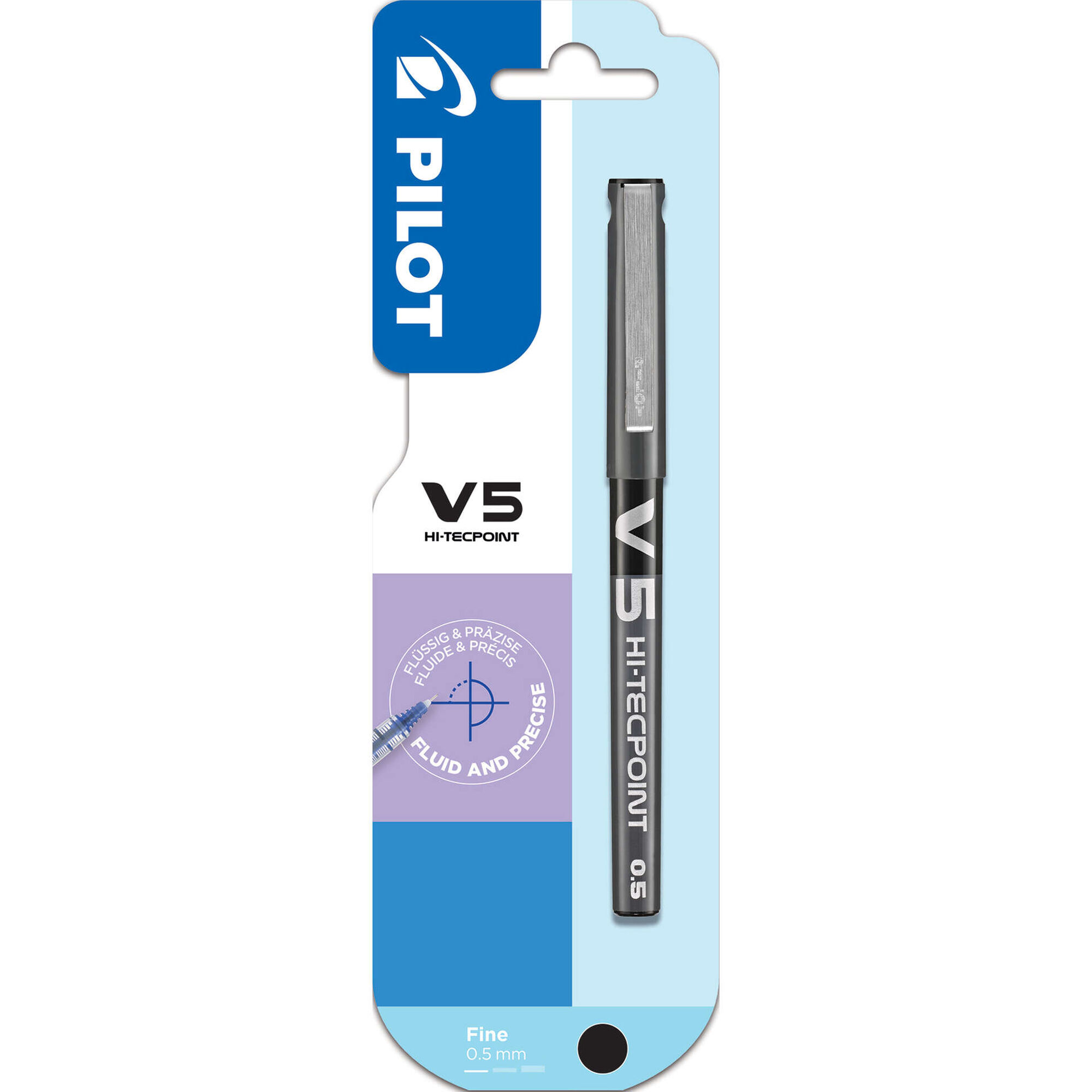 Roller de Tinta Gel V5 Hi-Techpoint 0,5mm Preta Pilot