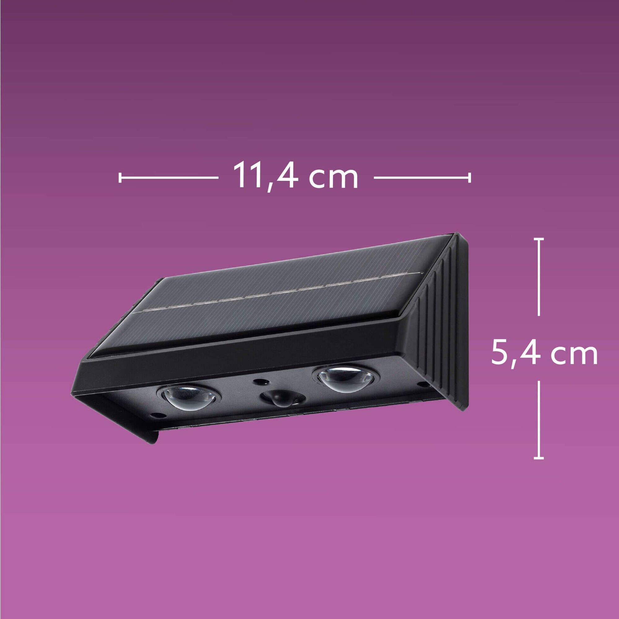 Foco de Parede Solar 2 LEDs Preto Boost