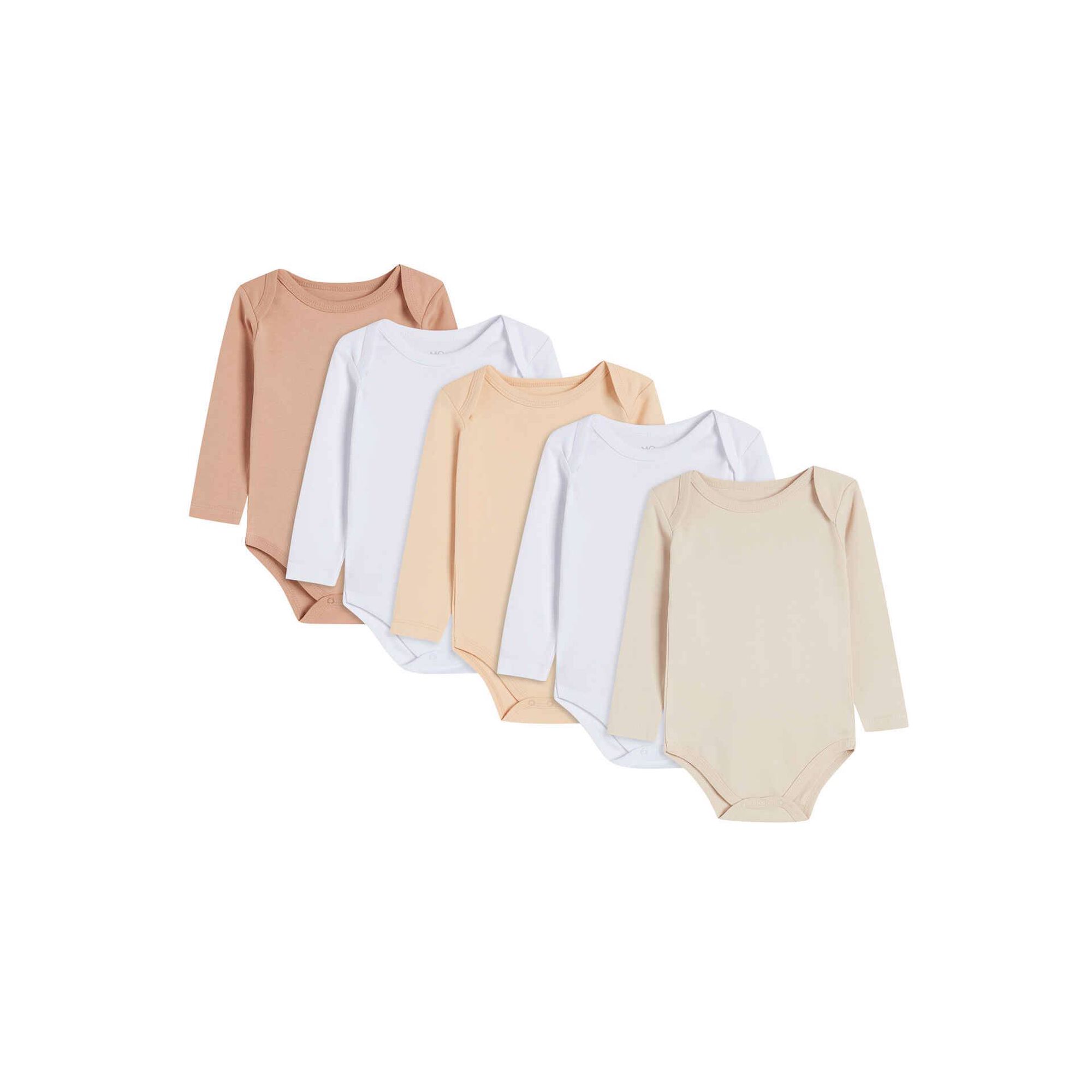 Conjunto 5 Bodies Manga Comprida Bebé Bege 6/9 Meses Conjunto 5 Bodies Manga Comprida Bebé Bege 6/9 Meses
