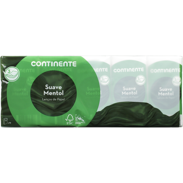 Lenços de Papel de Bolso Mentol 3 Folhas Continente