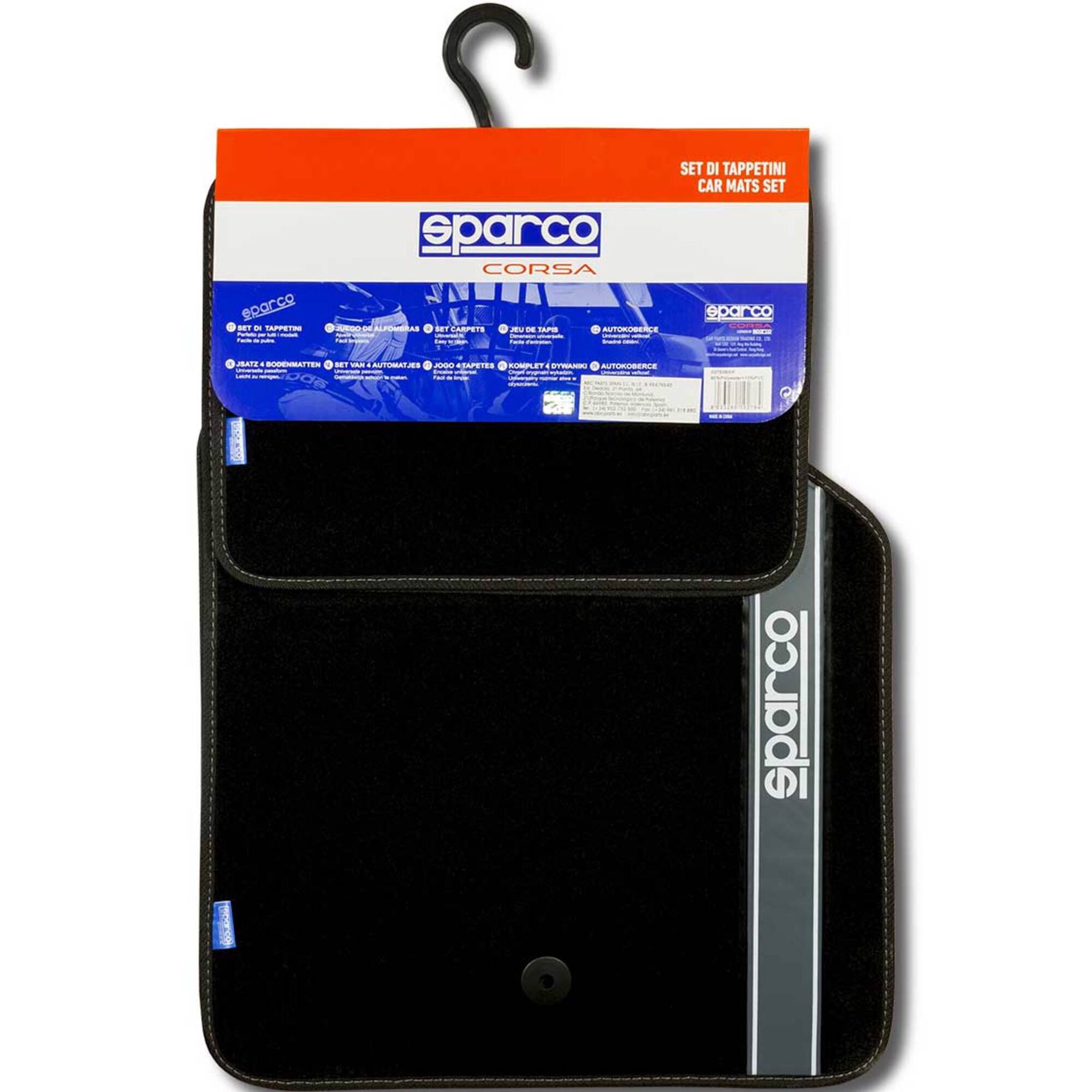 Conjunto 4 Tapetes Alcatifa Preto/Cinza