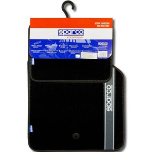 Conjunto 4 Tapetes Alcatifa Preto/Cinza Sparco