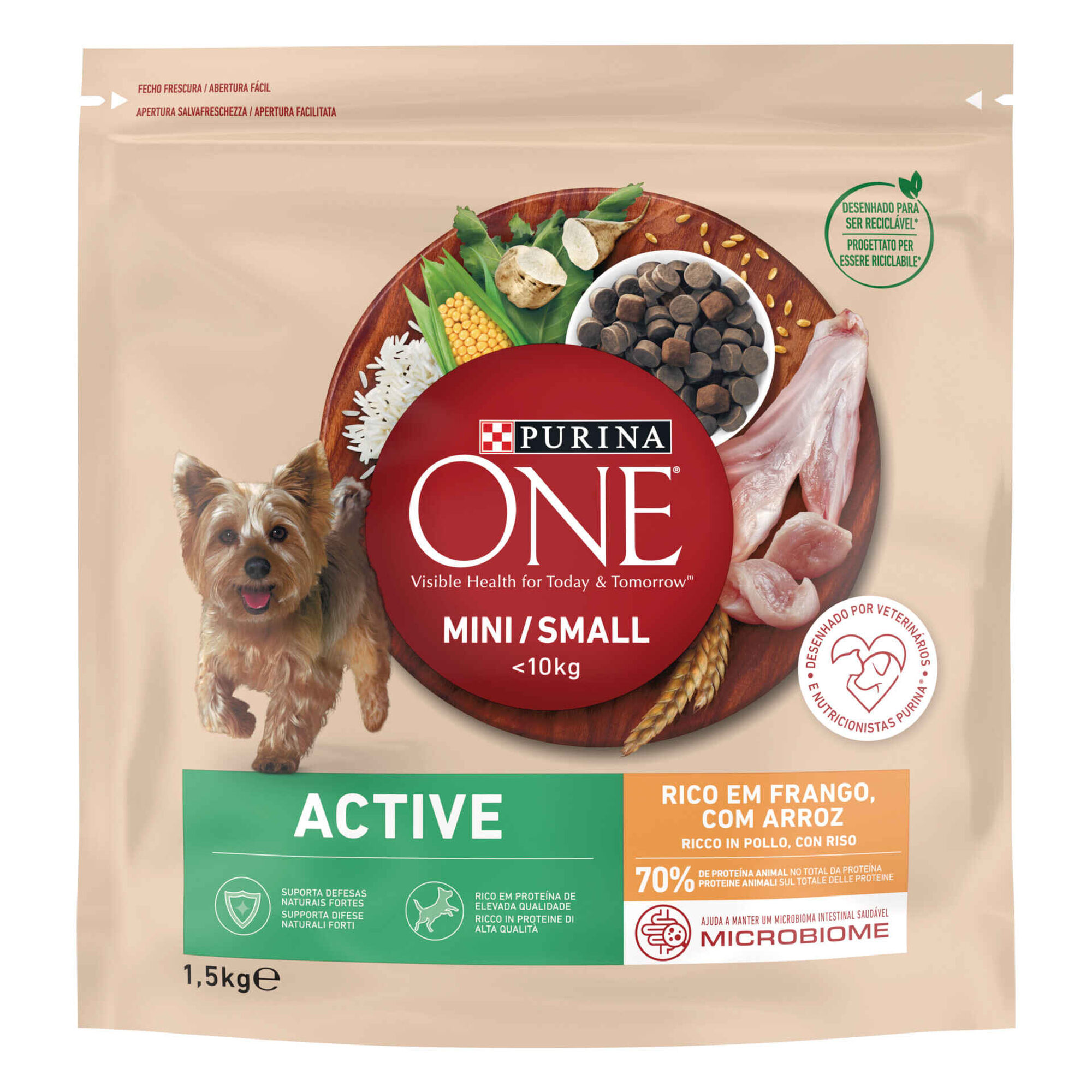 Ra&ccedil;&atilde;o para C&atilde;o Adulto Mini Active Frango e Arroz Purina One Mini