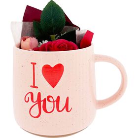 Caneca Flores I Love You Kasa