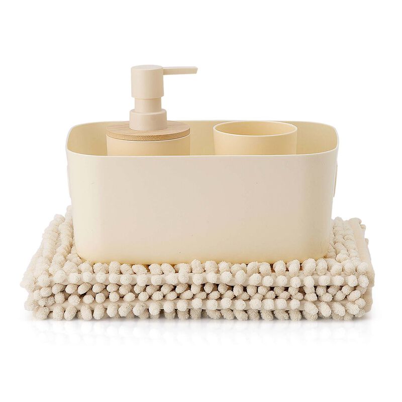 Conjunto 4 Acessórios Banho Bege Kasa