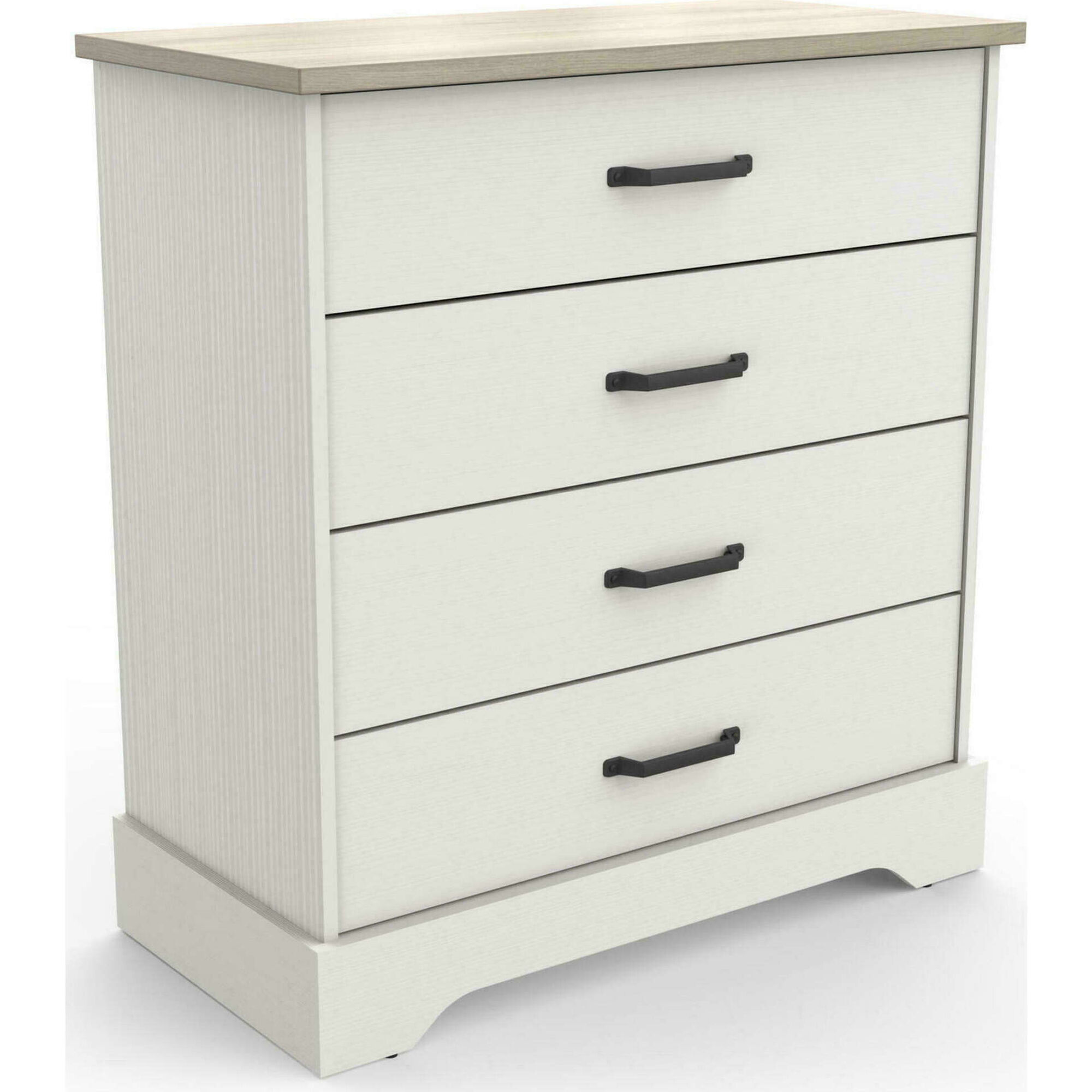 Cómoda 4 Gavetas 85x42x94cm Branca e Carvalho Cottage