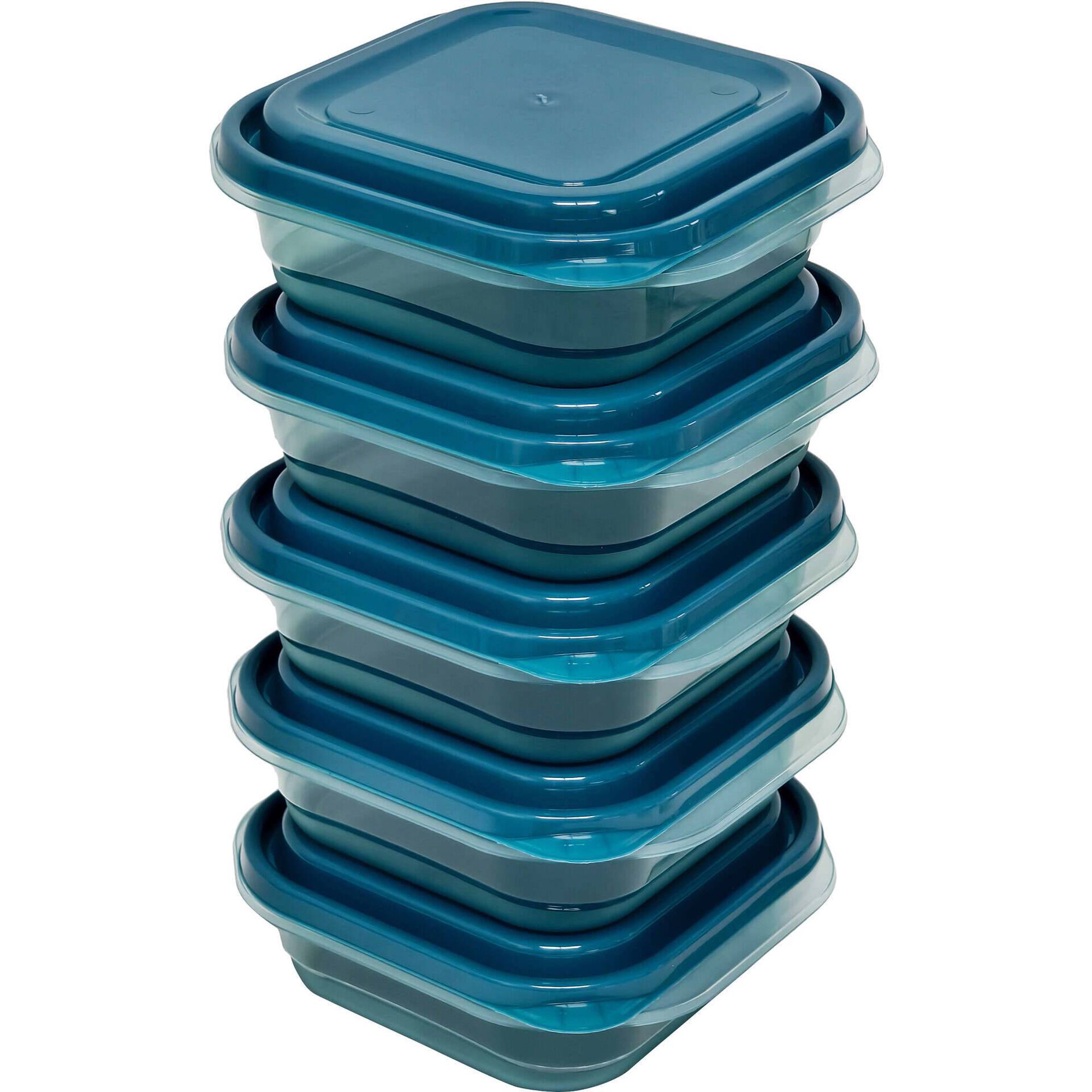 Conjunto 5 Caixas Quadradas Flex&iacute;veis 750ml Azuis Kasa