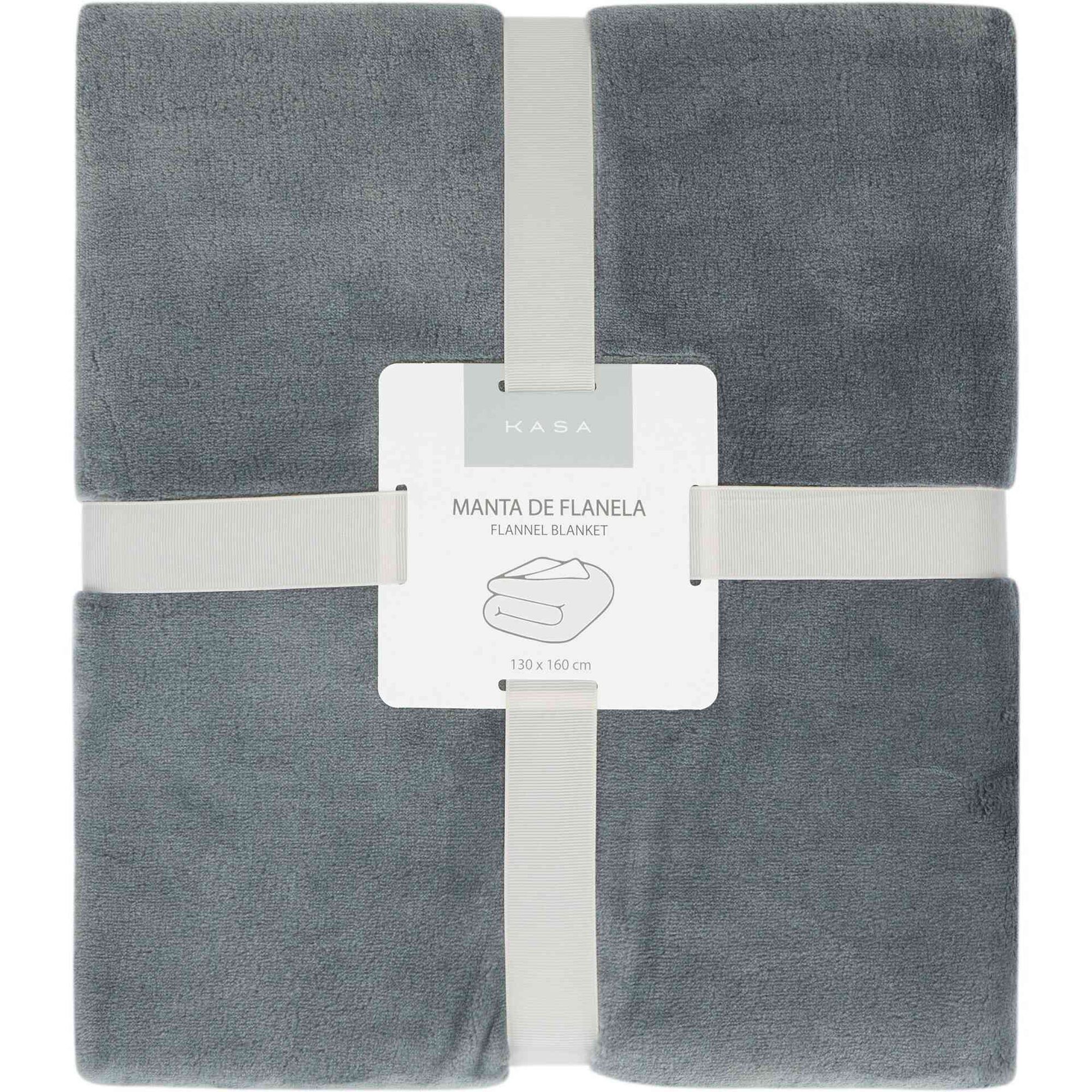 Manta Flanela 130x160cm Cinza Kasa