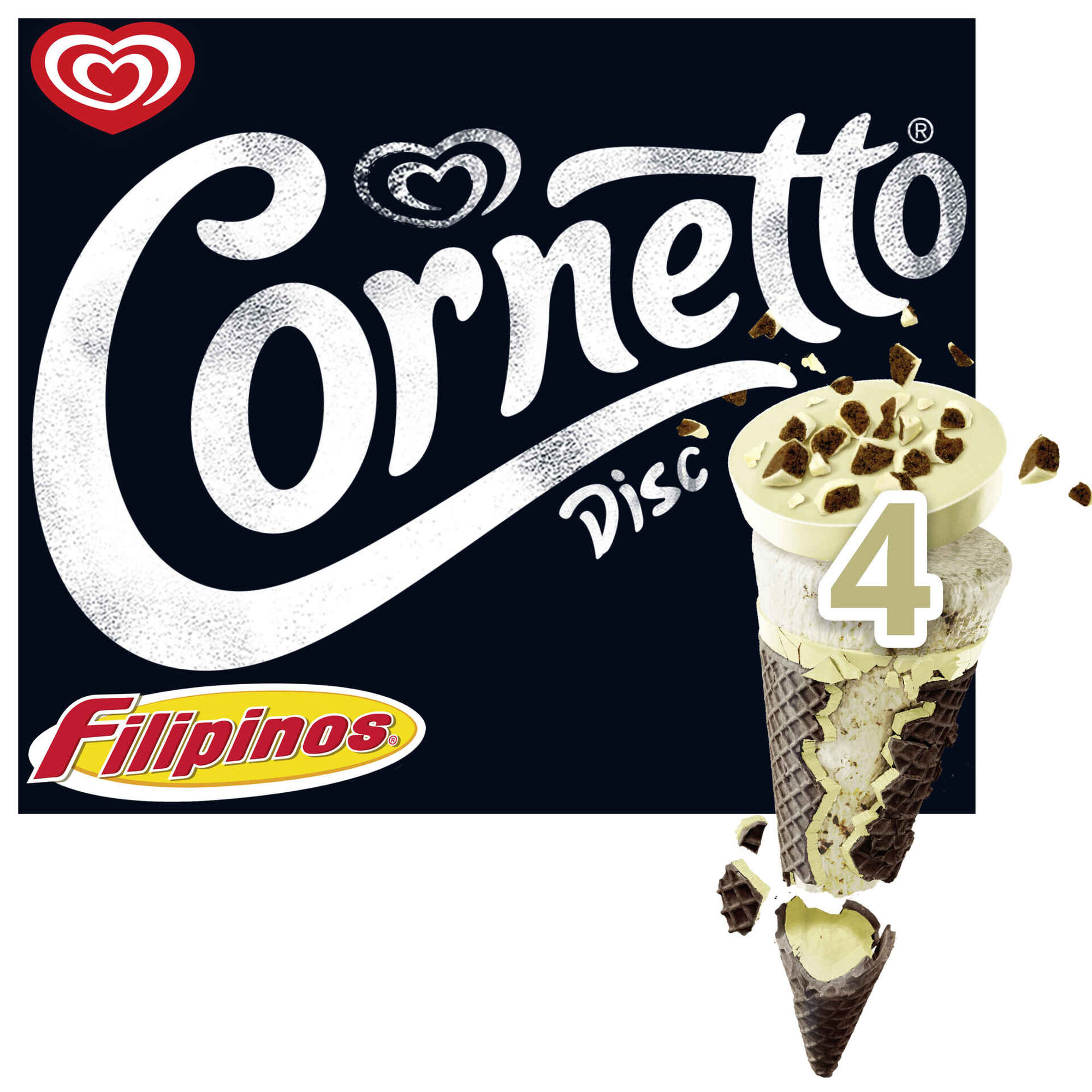 Gelado Cone Chocolate Branco Filipinos emb. 360 ml (4 un
