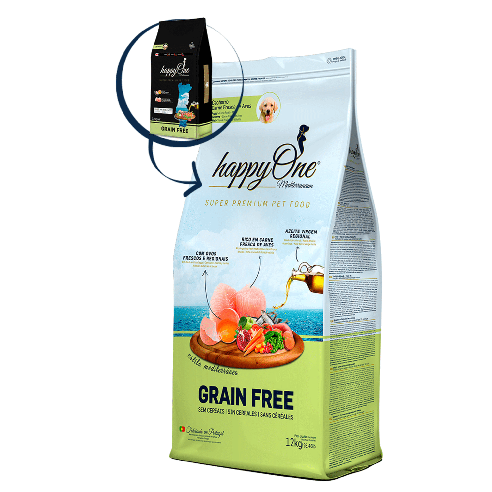 Ra&ccedil;&atilde;o para C&atilde;o J&uacute;nior Grain Free happyOne Mediterraneum