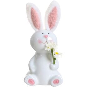 Coelho 14cm Branco com Flor Kasa