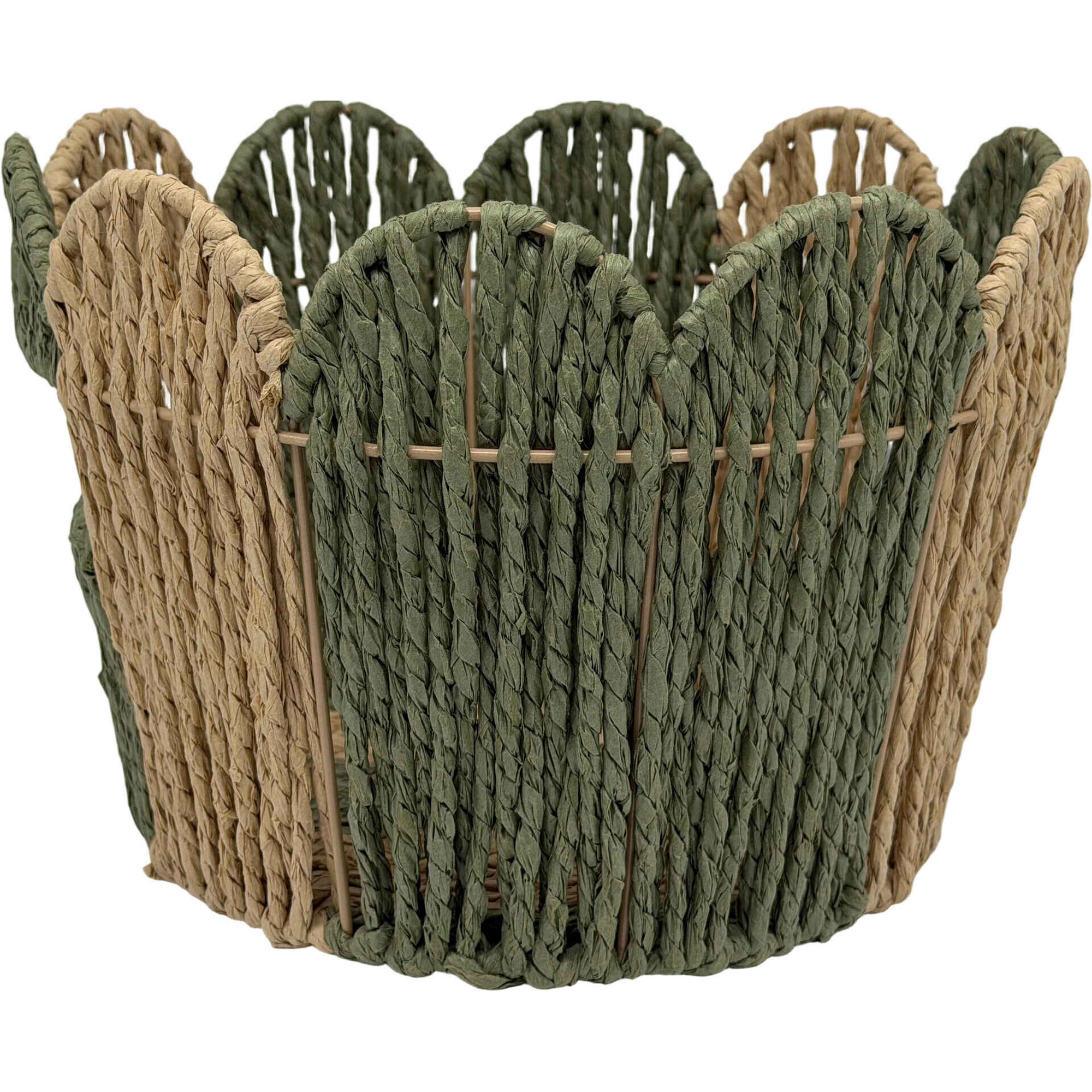 Cesto Recortado 27x19cm Riscas Verdes Kasa