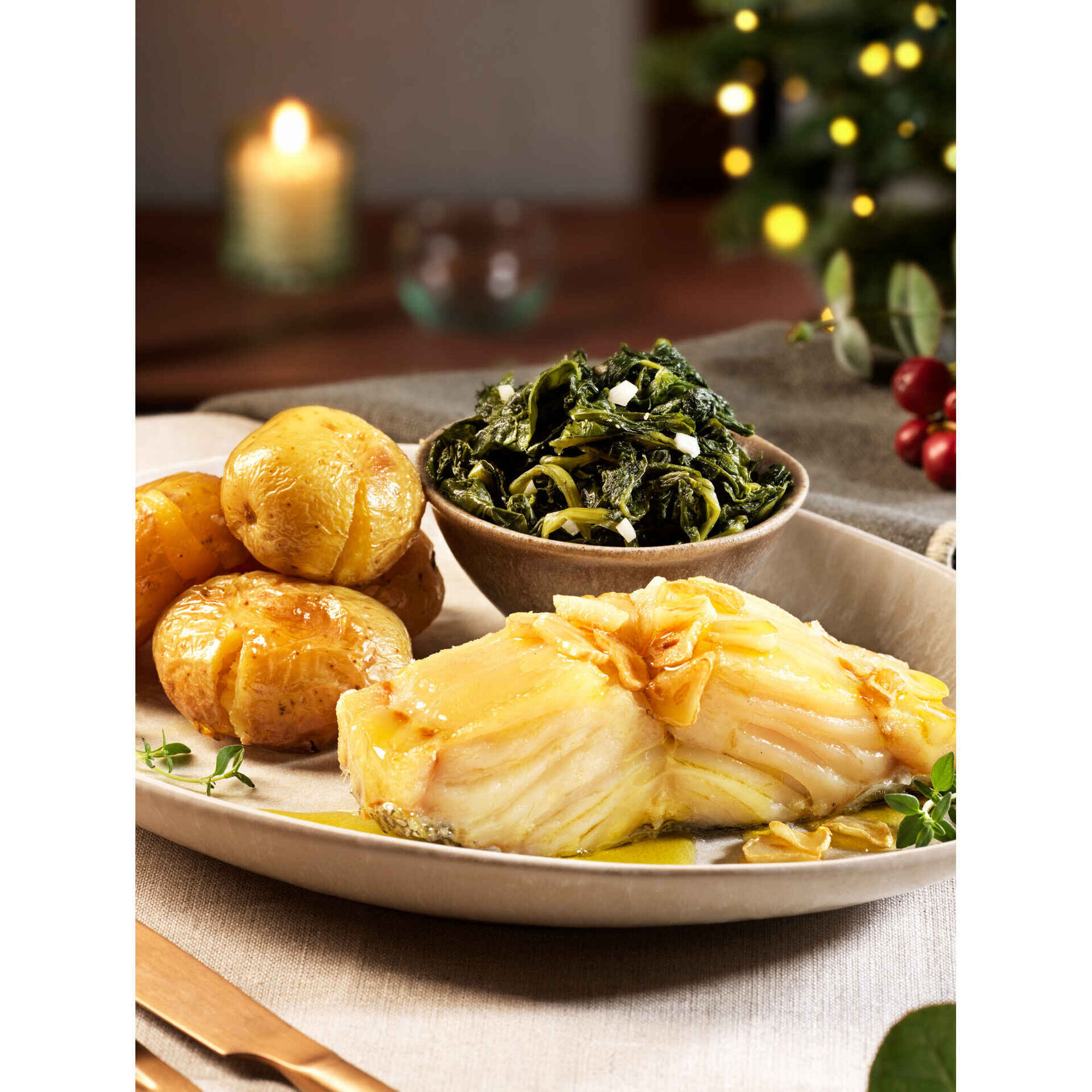 Lombos de Bacalhau à Lagareiro com Camarão (Entregas para o Natal)