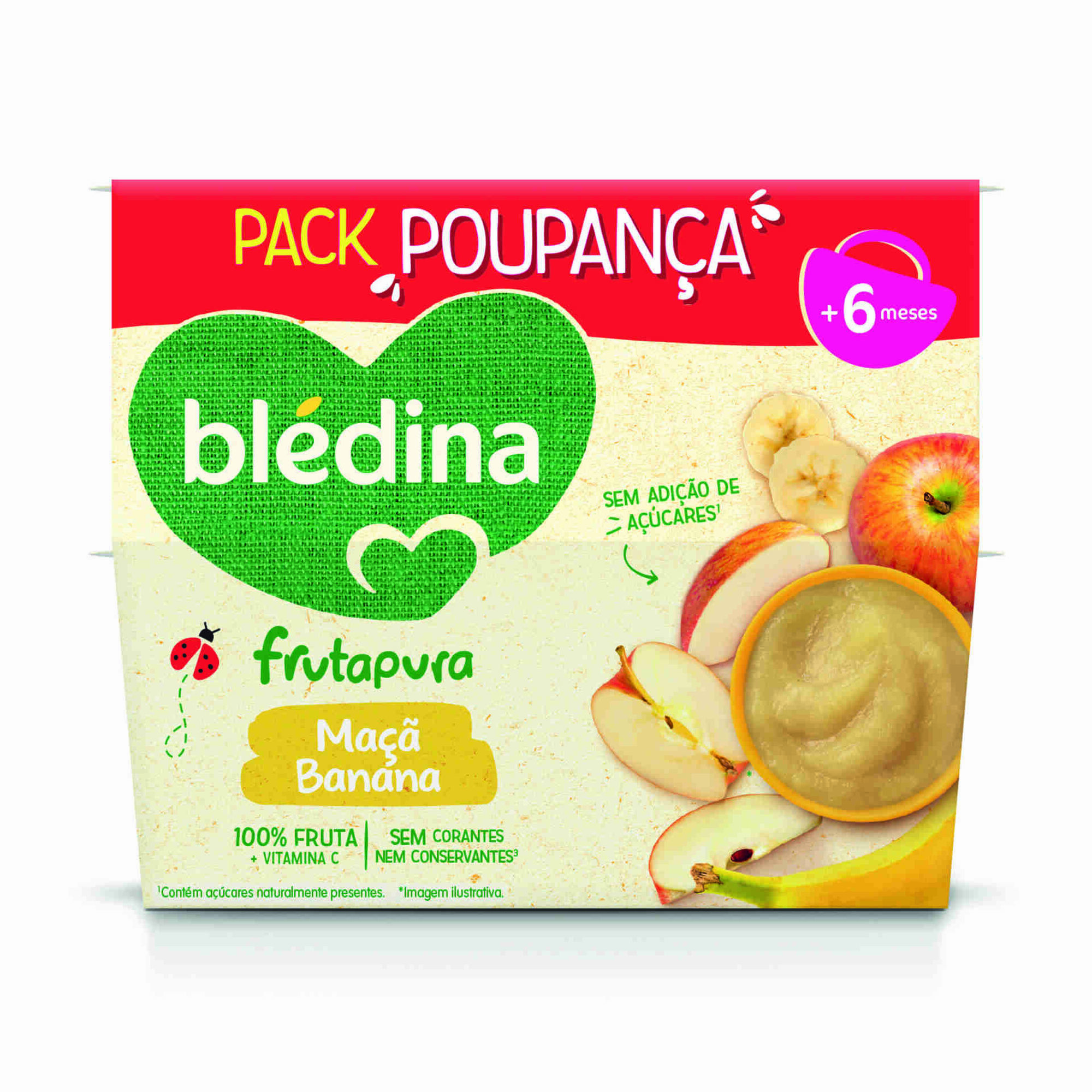Pack Puré de Fruta Maçã e Banana +6M