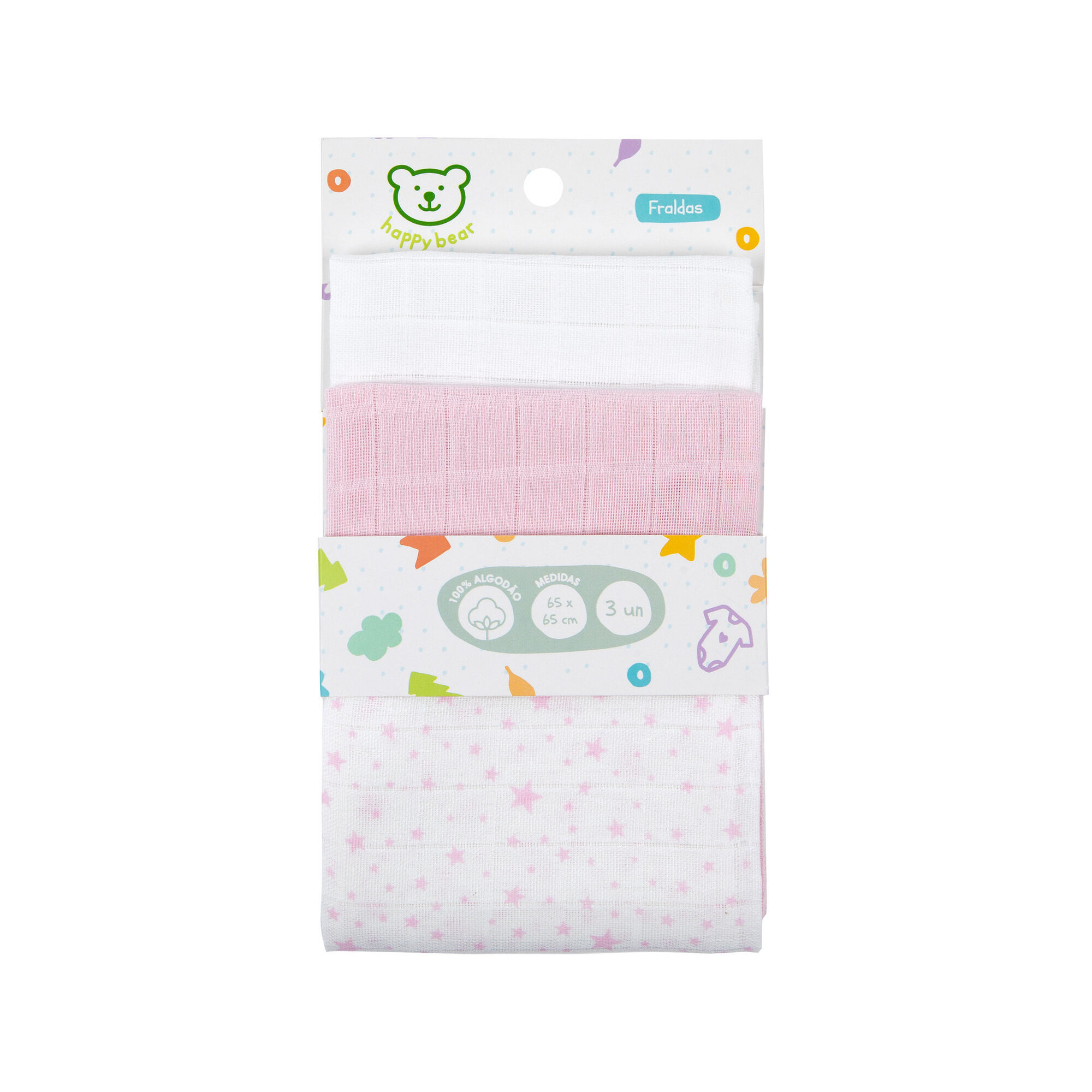 Fraldas Algod&atilde;o 65x65cm Rosa