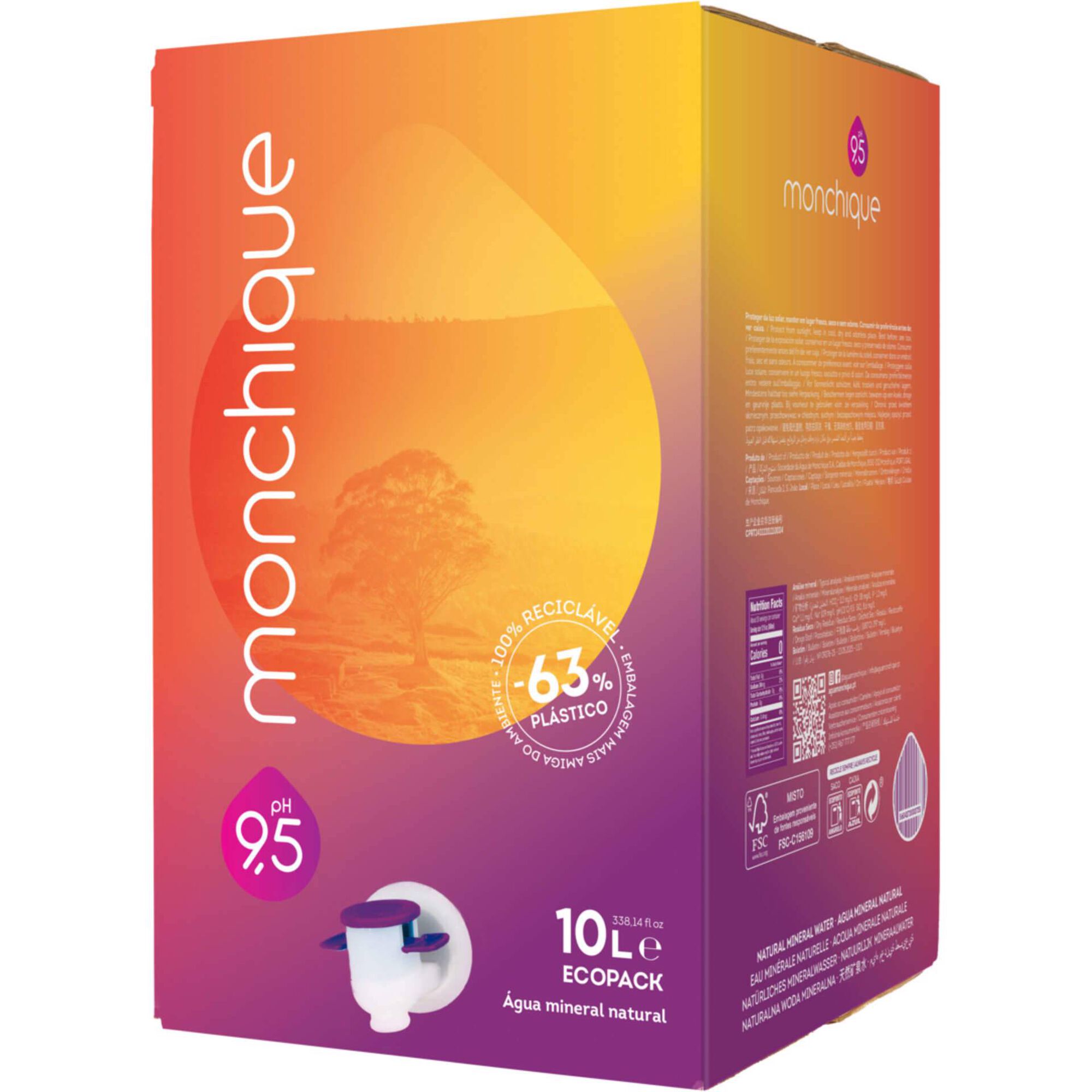 &Aacute;gua sem G&aacute;s Alcalina pH 9,5 Eco Pack Monchique