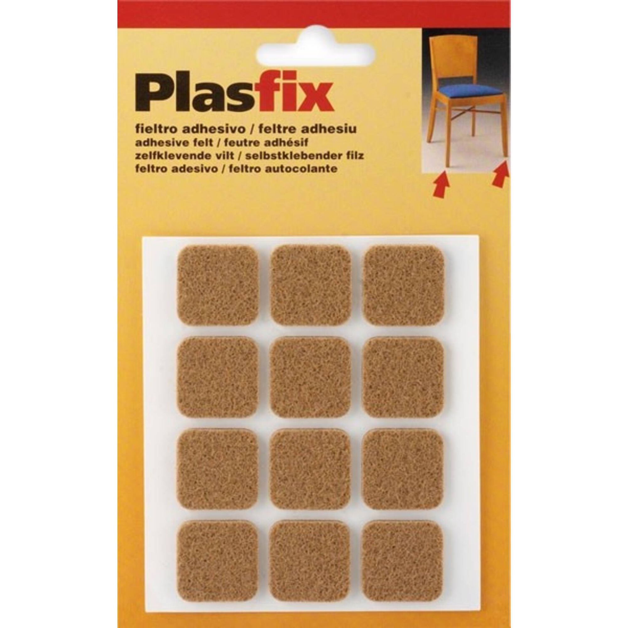 Feltros Adesivos Quadrados 22x22mm Castanhos