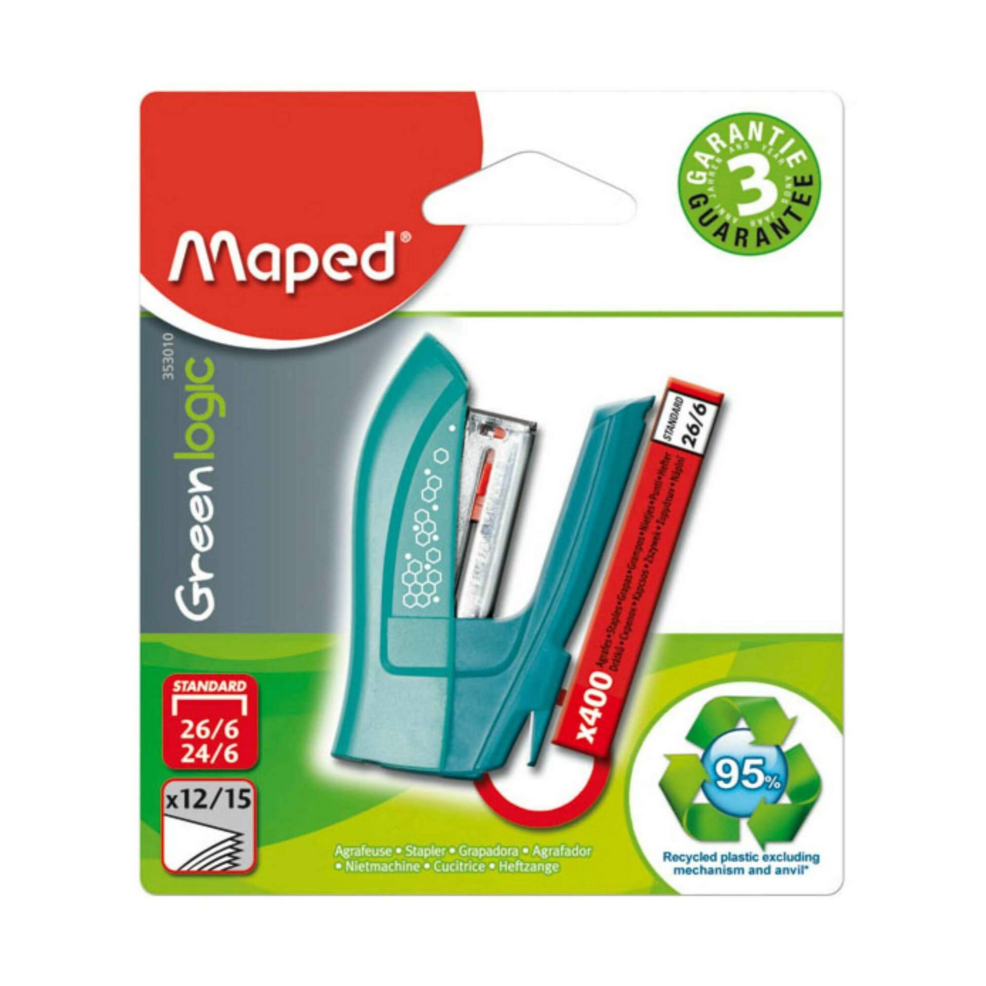 Agrafador Greenlogic 15 Folhas com 400 Agrafos 24/6