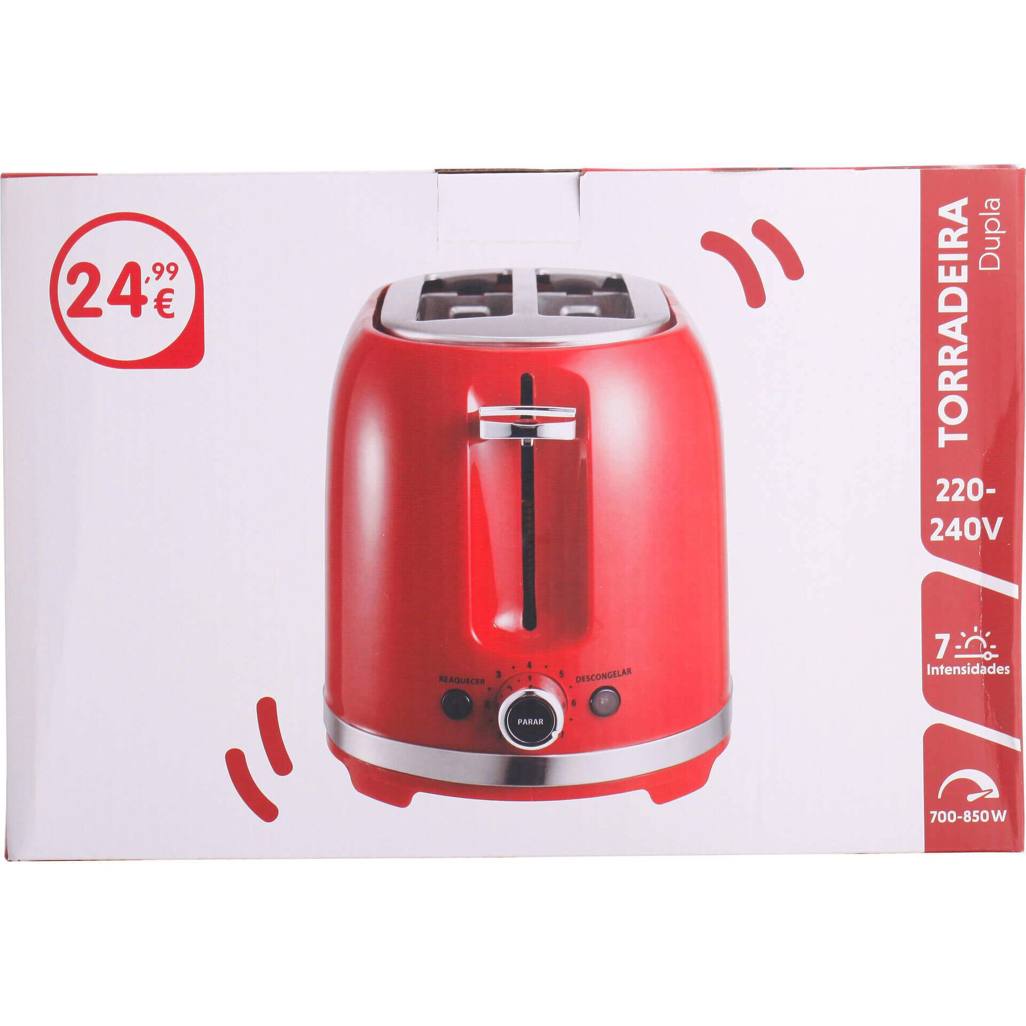 Torradeira Dupla 850W Vermelha Bazar&atilde;o