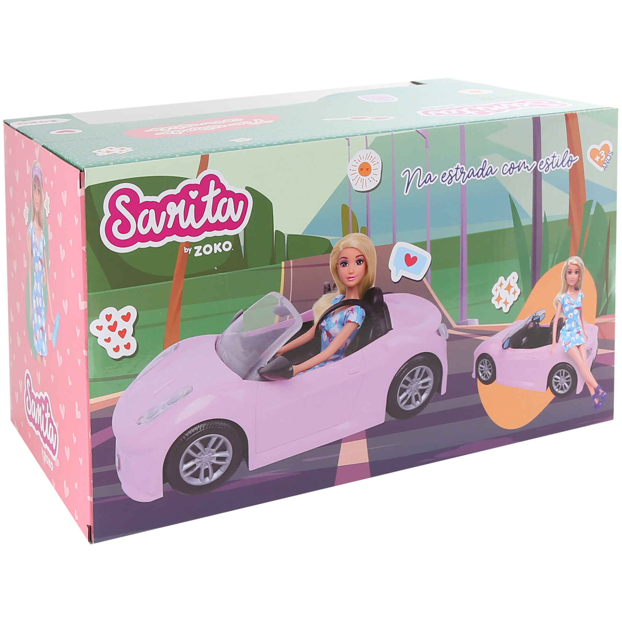 Boneca Sarita e o Seu Carro Rosa