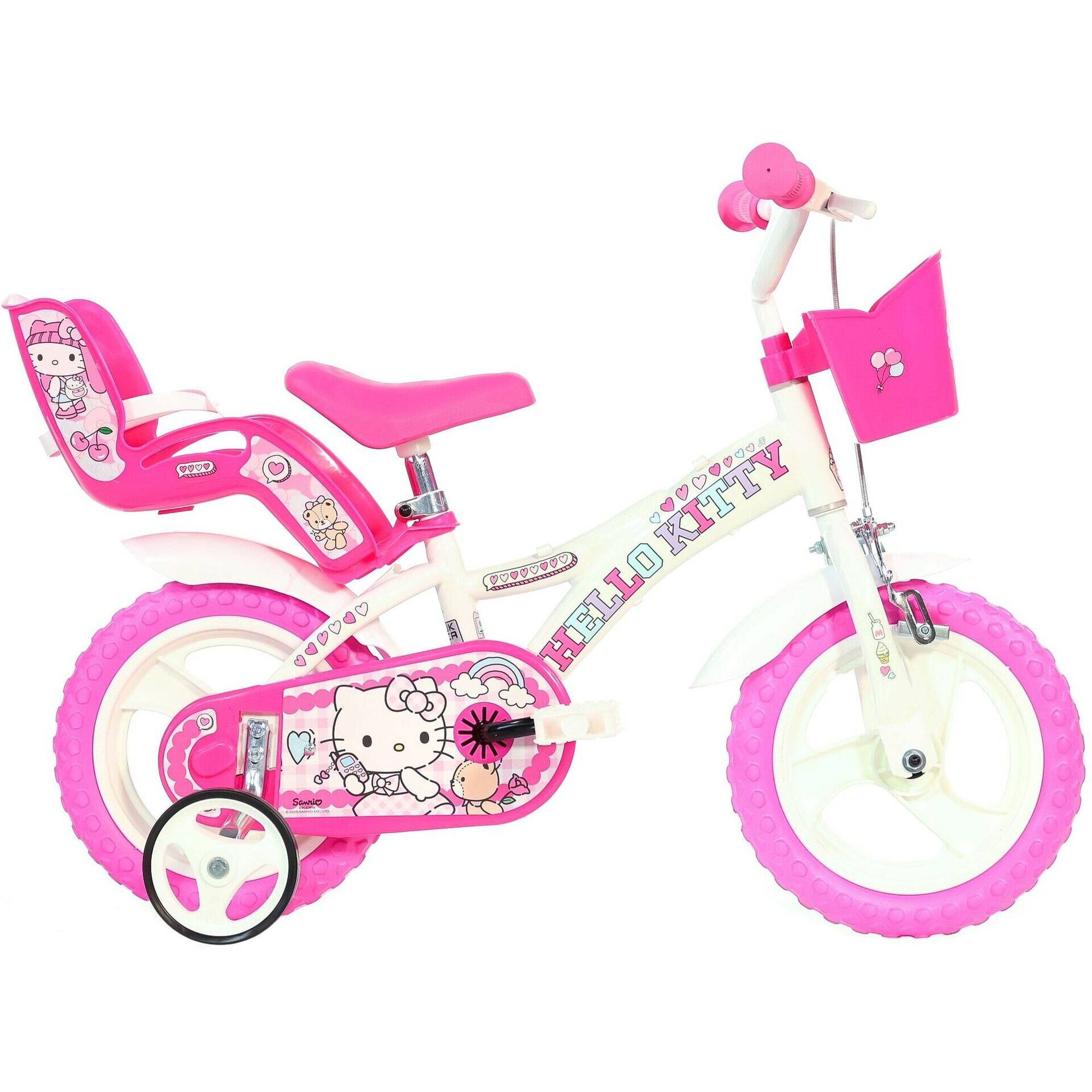 Bicicleta de Crian&ccedil;a com Cesto 12'' 3-5 Anos Hello Kitty