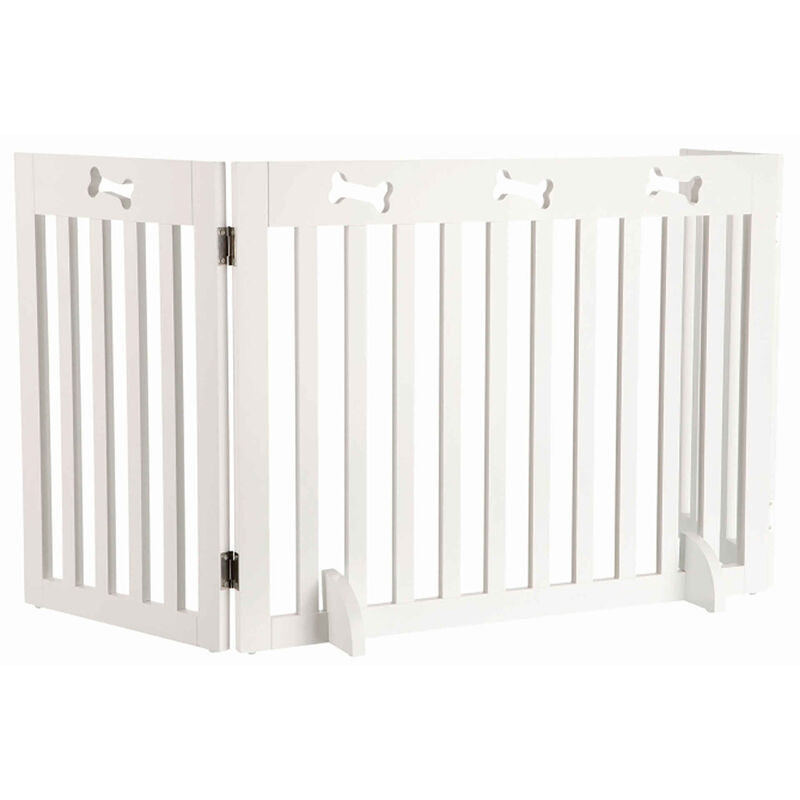 Barreira de Proteção para Cão com 3 Elementos Lacado Branco 82-124x61cm Trixie