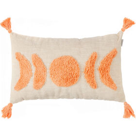 Almofada Retangular 30x50cm Meias Luas Cru e Laranja