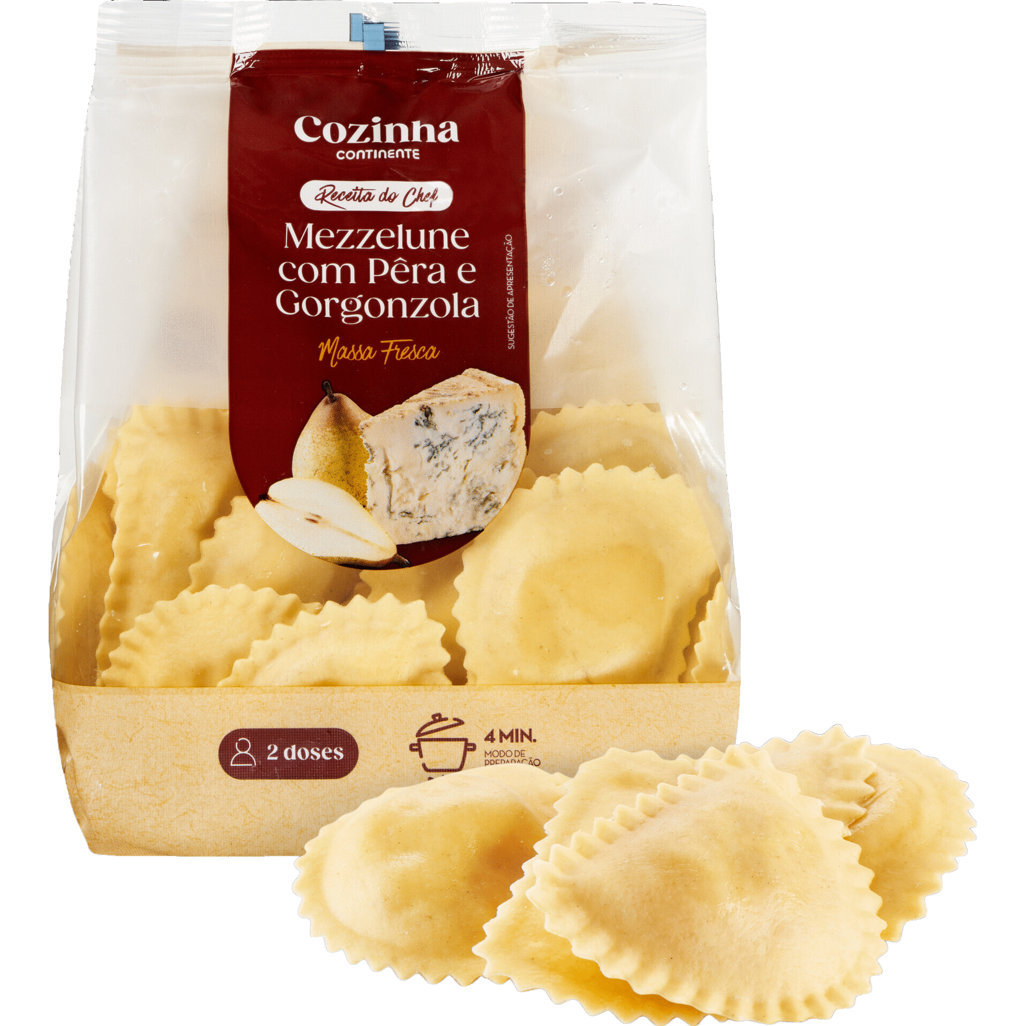 Mezzelune com Per&acirc; e Gorgonzola Cozinha Continente