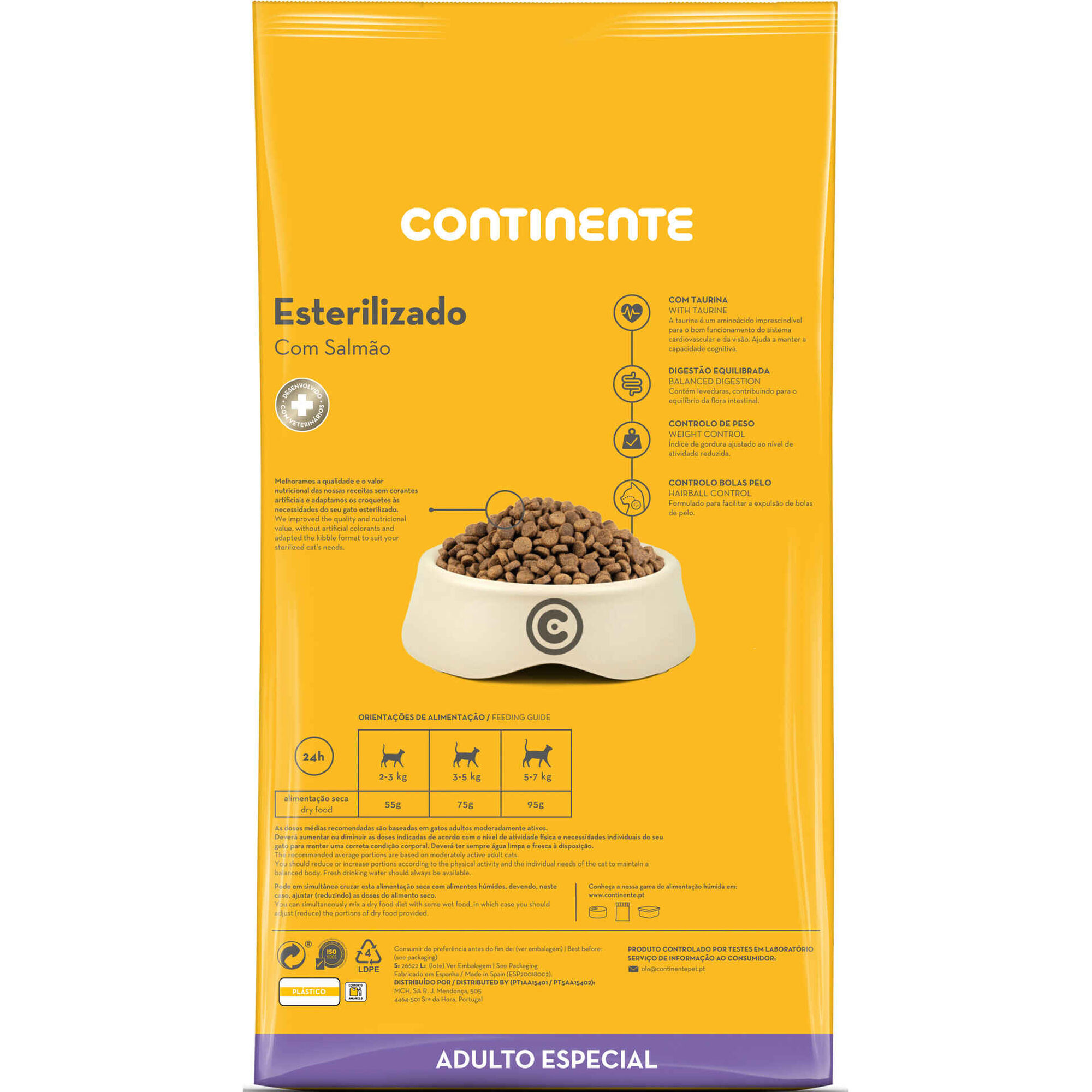 Ra&ccedil;&atilde;o para Gato Adulto Esterilizado Salm&atilde;o Continente Pet
