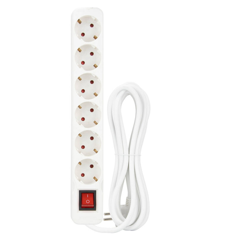Bloco 6 Tomadas com Interruptor 3mts Branco Boost