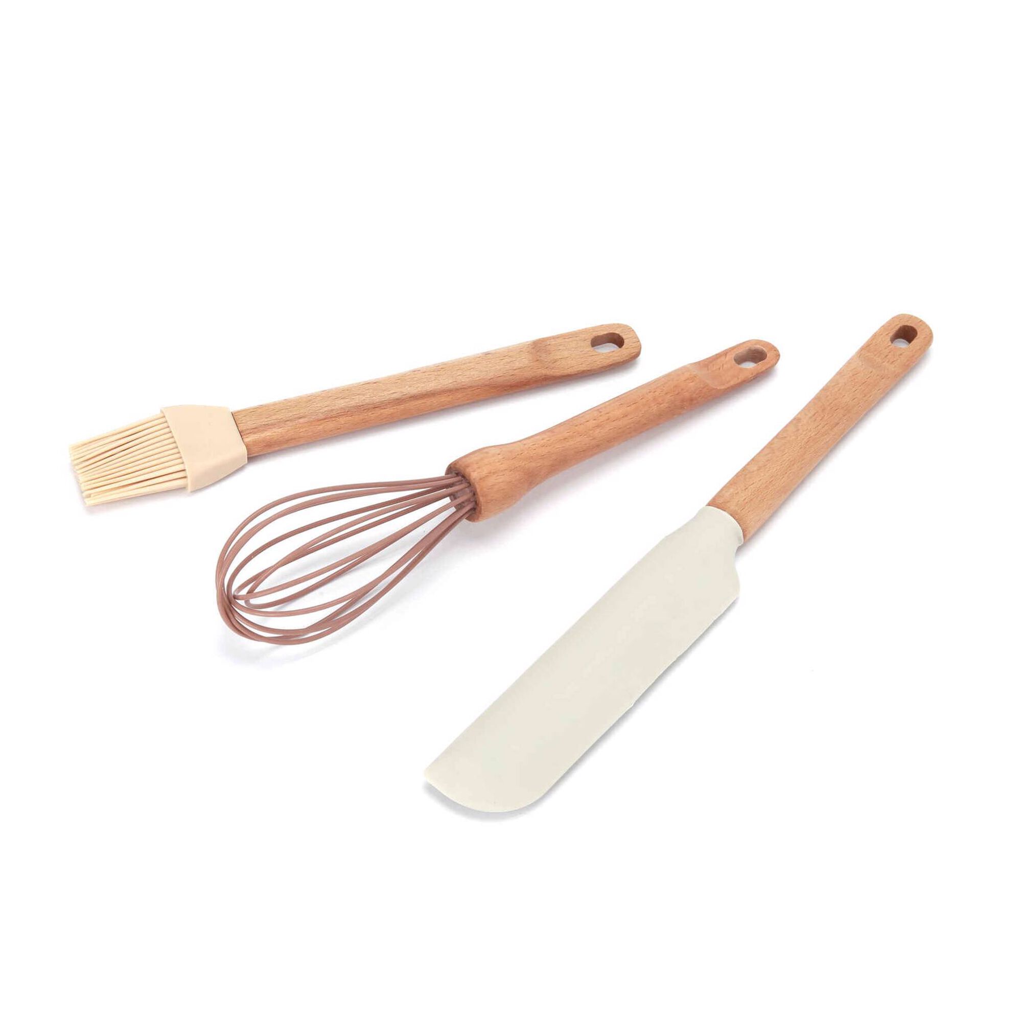 Conjunto 3 Utensílios Pastelaria Madeira e Silicone Chefe