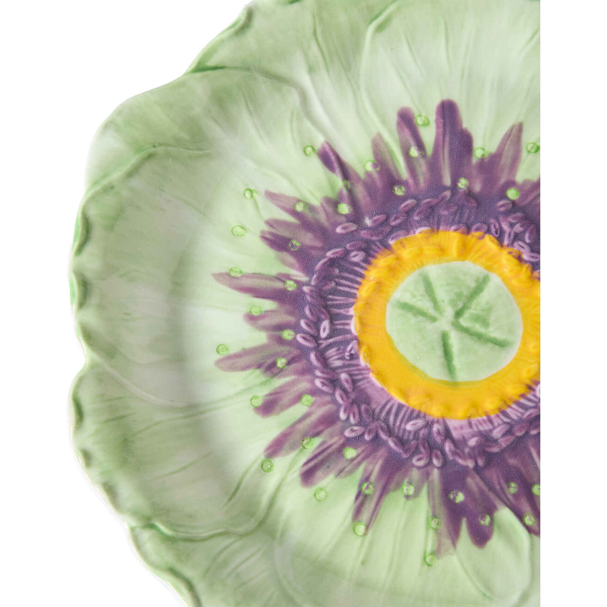 Prato 21cm Flor Verde com Centro Lil&aacute;s Kasa