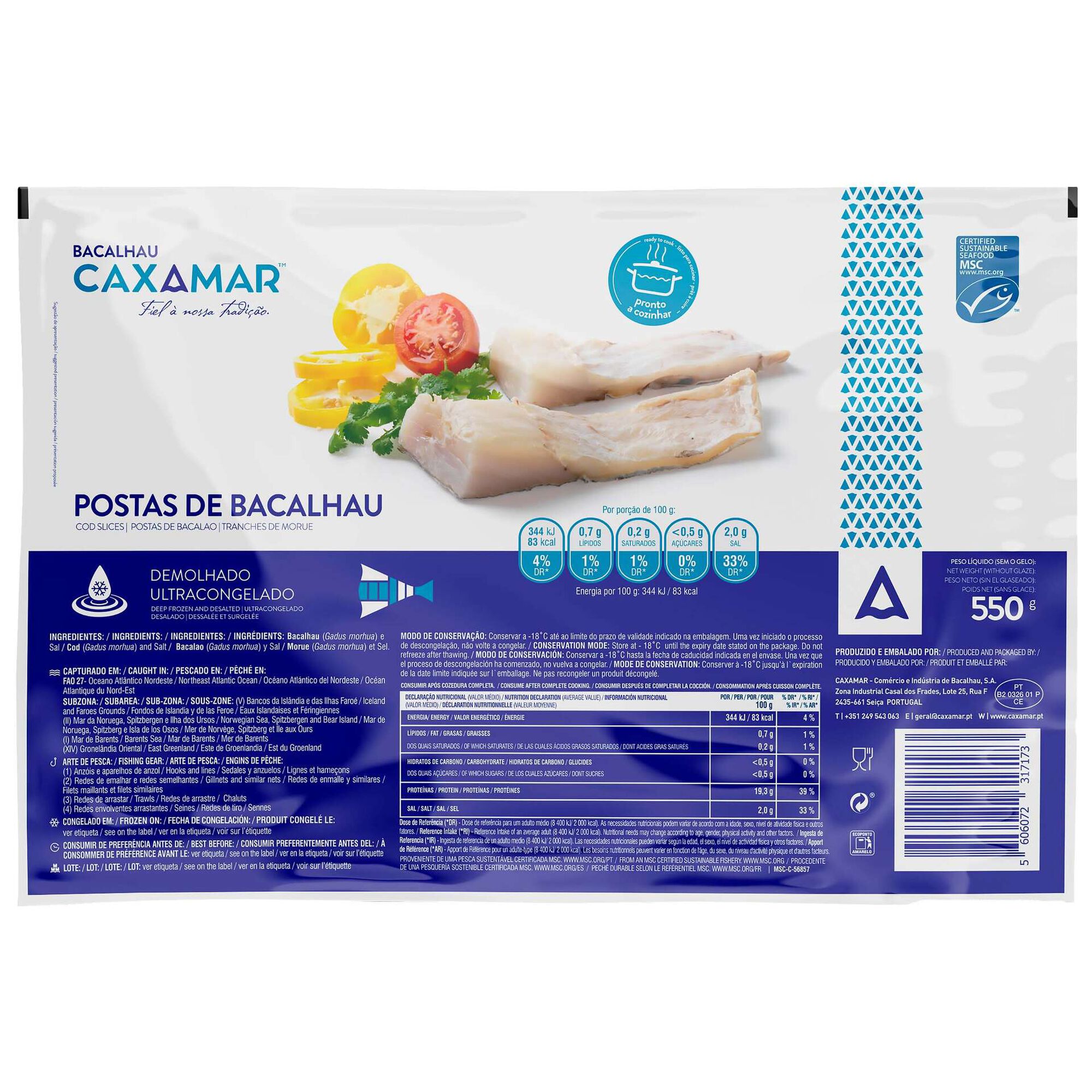 Postas de Bacalhau MSC Congelado