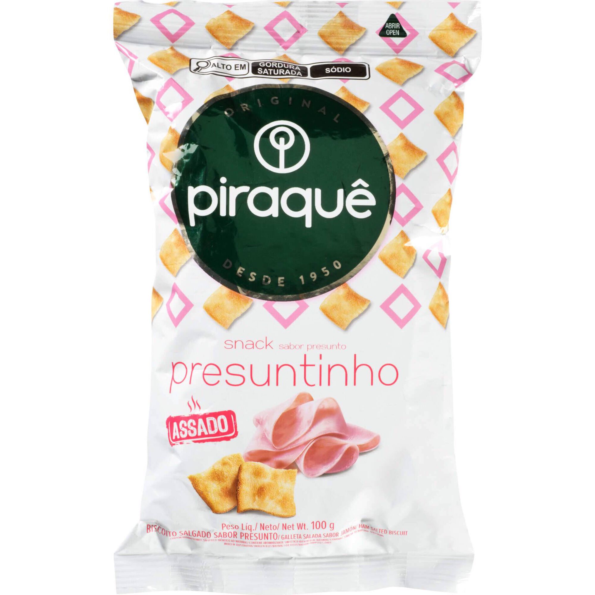 Snack Biscoito Salgado Sabor Presunto Piraqu&ecirc;