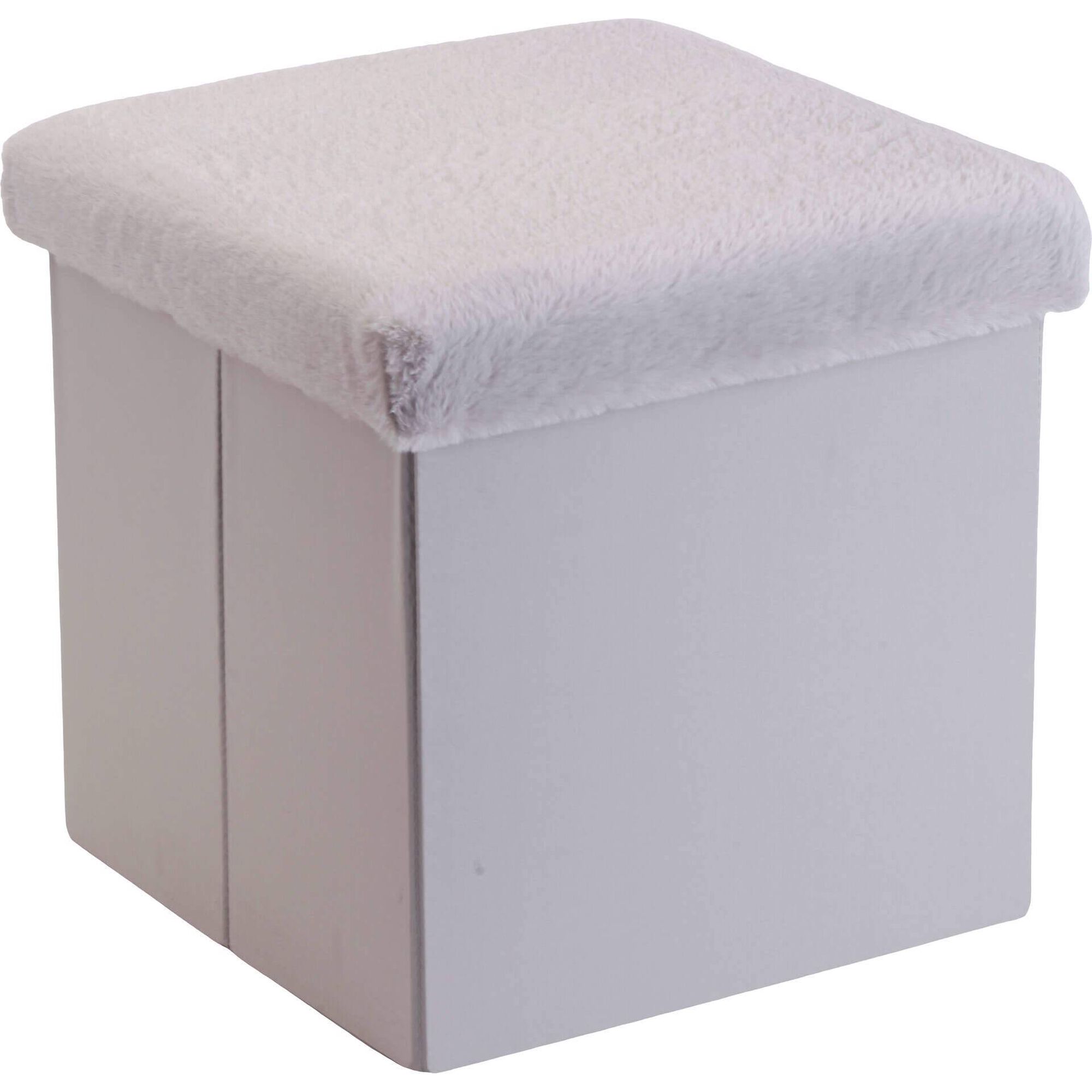 Banco de Arruma&ccedil;&atilde;o com Tampa 38x38x38cm Cinza Bazar&atilde;o