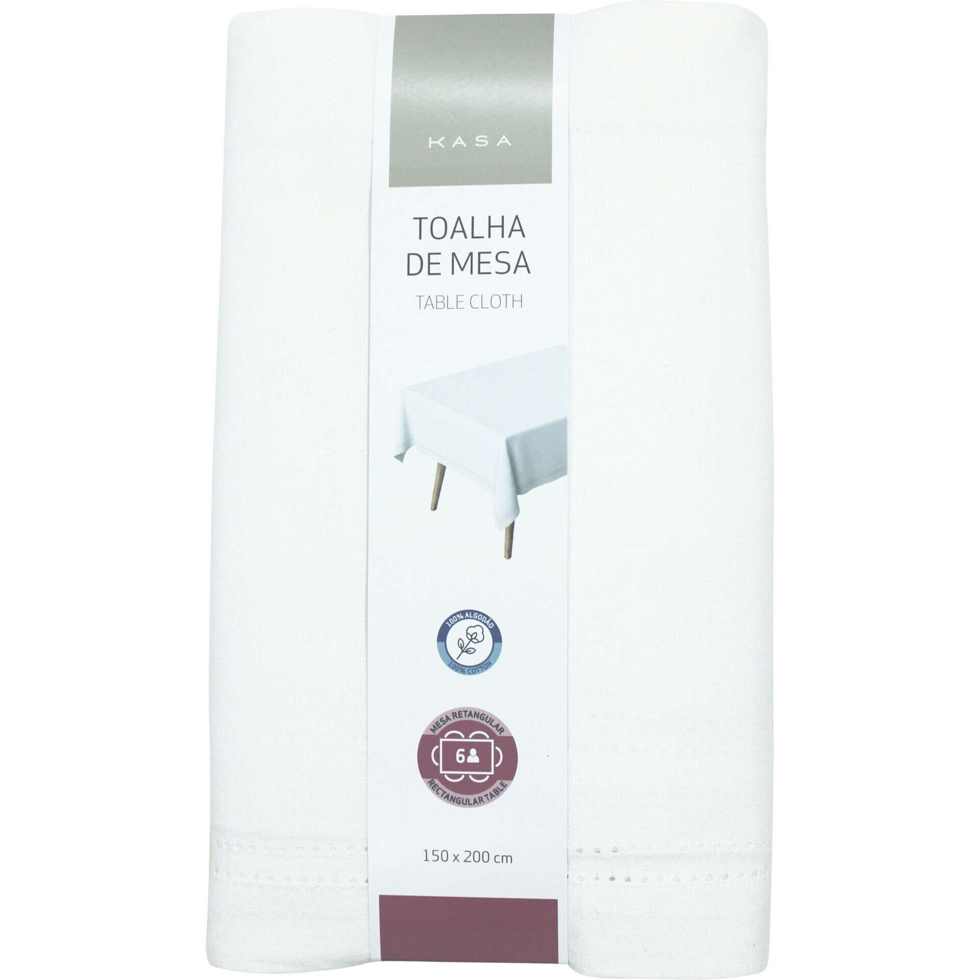 Toalha de Mesa 200x150cm Branca Kasa