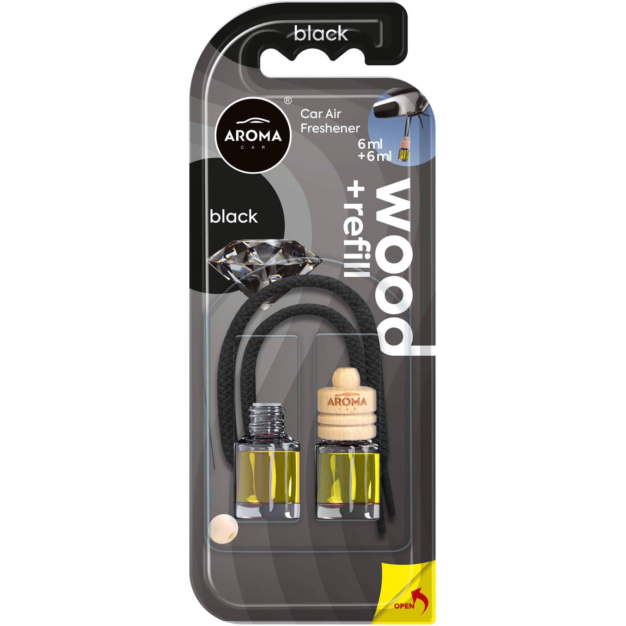 Ambientador Auto Pendurar Frasco Wood Double Black Aroma Car
