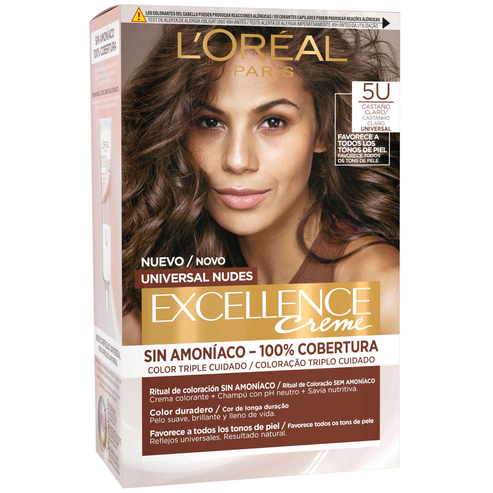 Coloração Permanente Excellence Universal Nudes Castanho Claro 5U