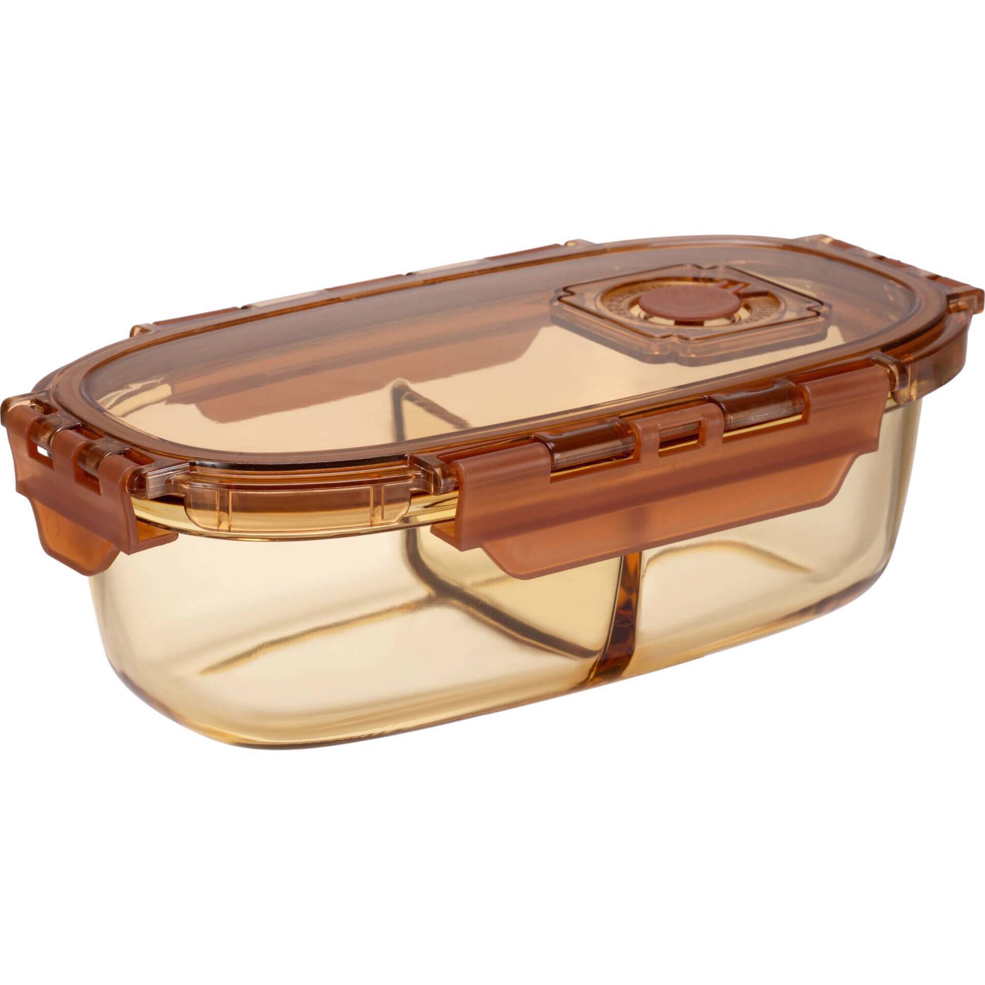 Caixa Vidro para Refeição com Divisórias 750ml Ambar Caixa Vidro para Refeição com Divisórias 750ml Ambar