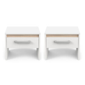 Conjunto 2 Mesas de cabeceira 39x34x32cm Branco Watson