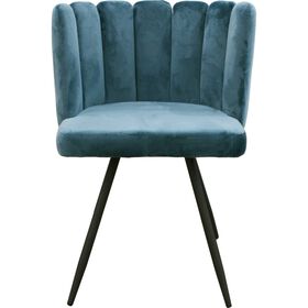 Conjunto de 2 Cadeiras Estofadas Veludo Azul Ariel