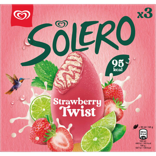 Gelado de Morango Strawberry Twist Solero