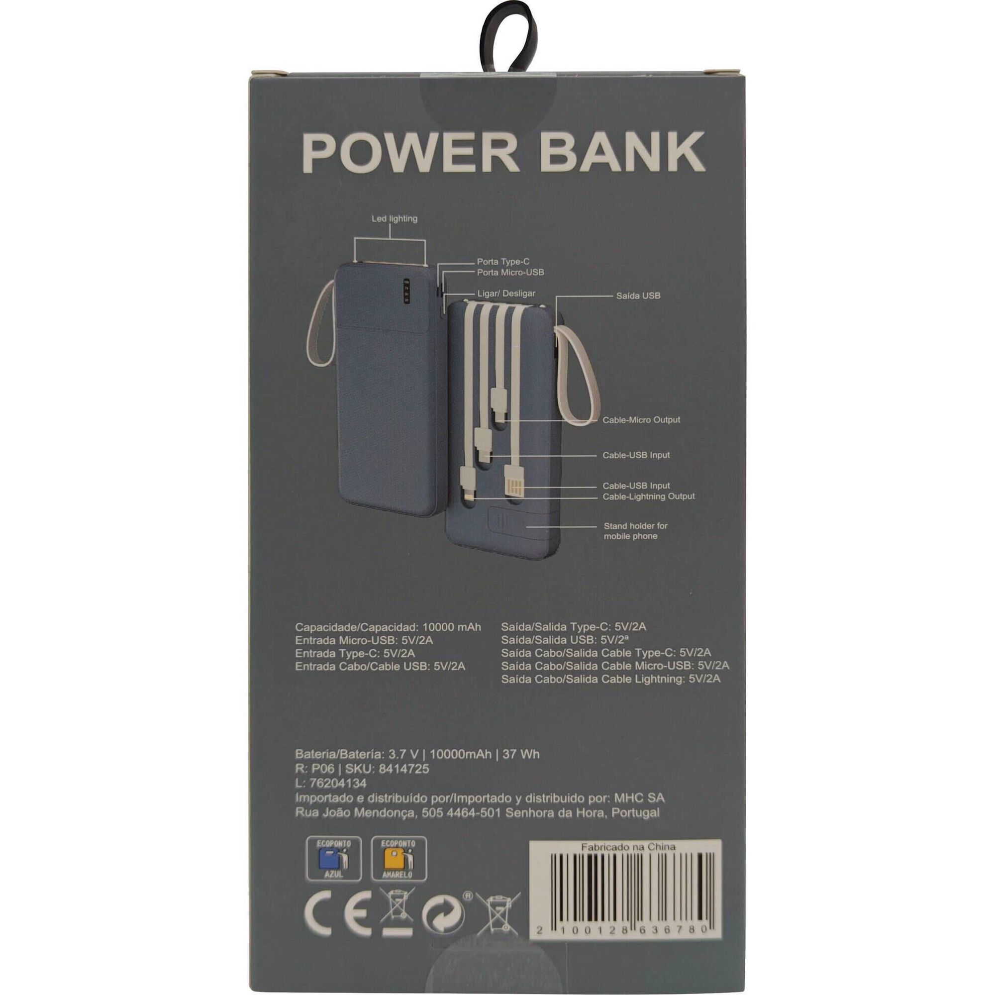 Powerbank 10000mAh Fusion Azul Bazar&atilde;o