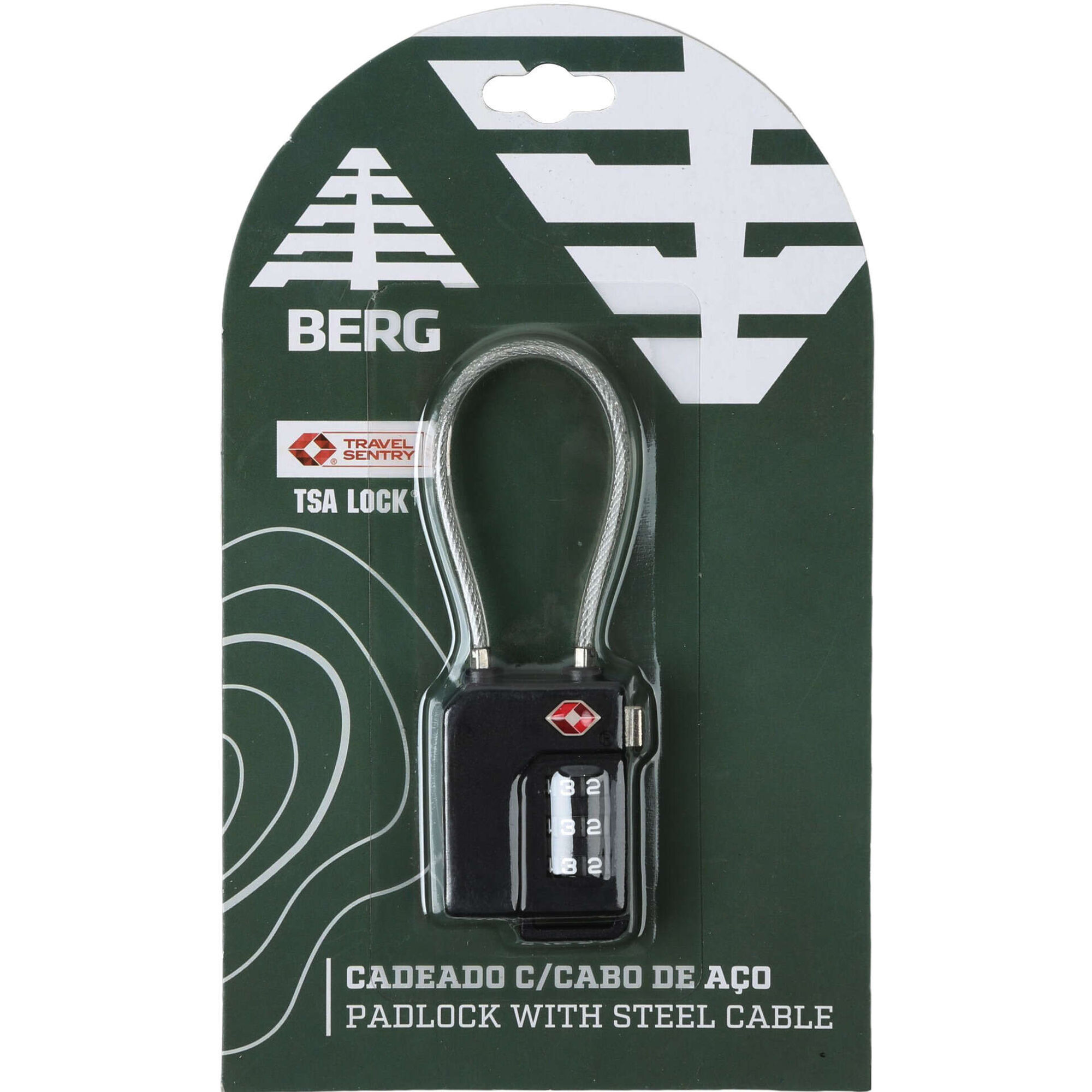 Cadeado Viagem com Cabo Aço Preto Cadeado Viagem com Cabo Aço Preto