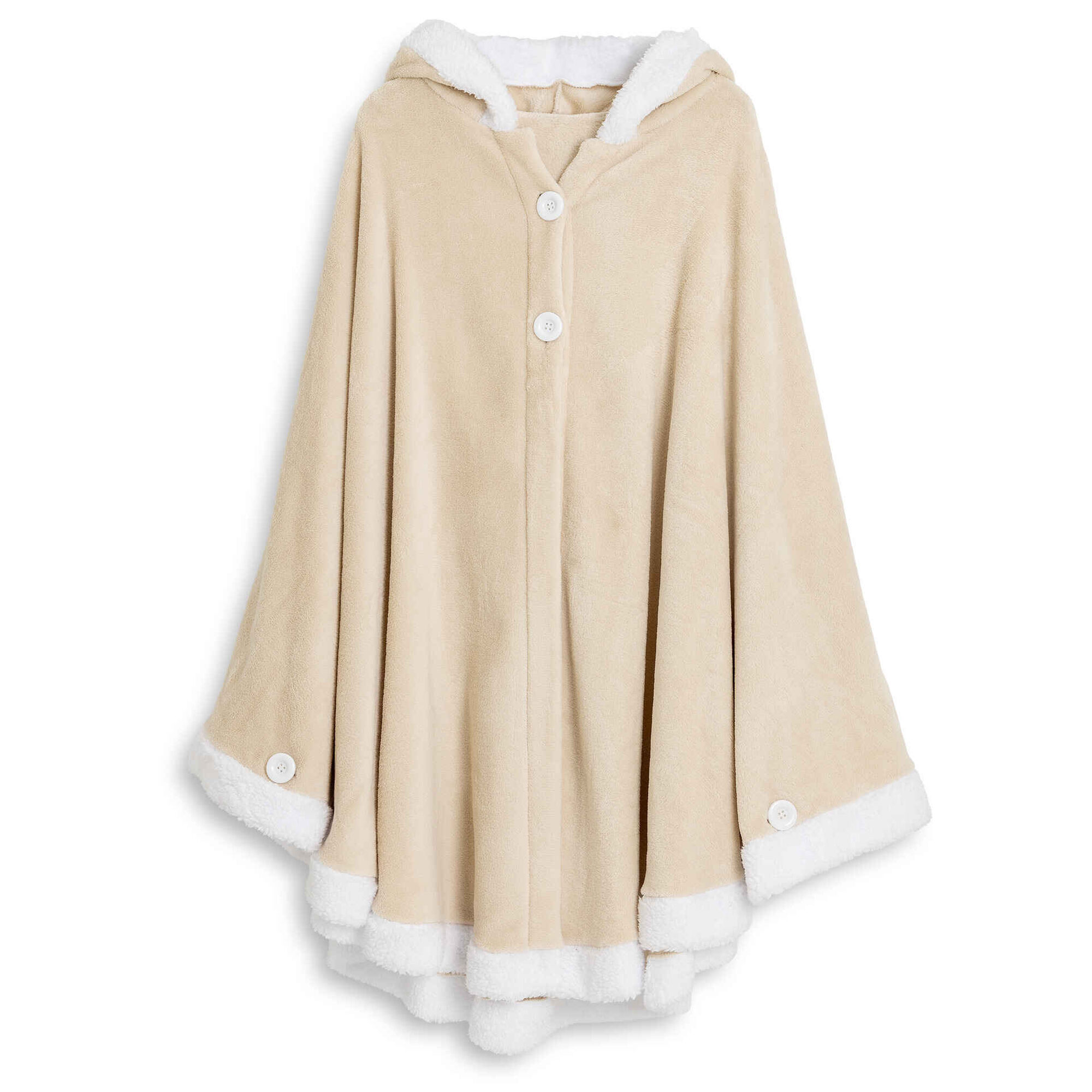 Manta Poncho Borreguito com Capuz Bege Kasa