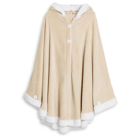 Manta Poncho Borreguito com Capuz Bege Manta Poncho Borreguito com Capuz Bege