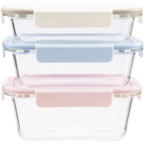 Conjunto 3 Caixas Herm&eacute;ticas Vidro Bloom Kasa