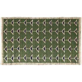 Tapete Juta Verde 60x90cm com Triângulos Azuis