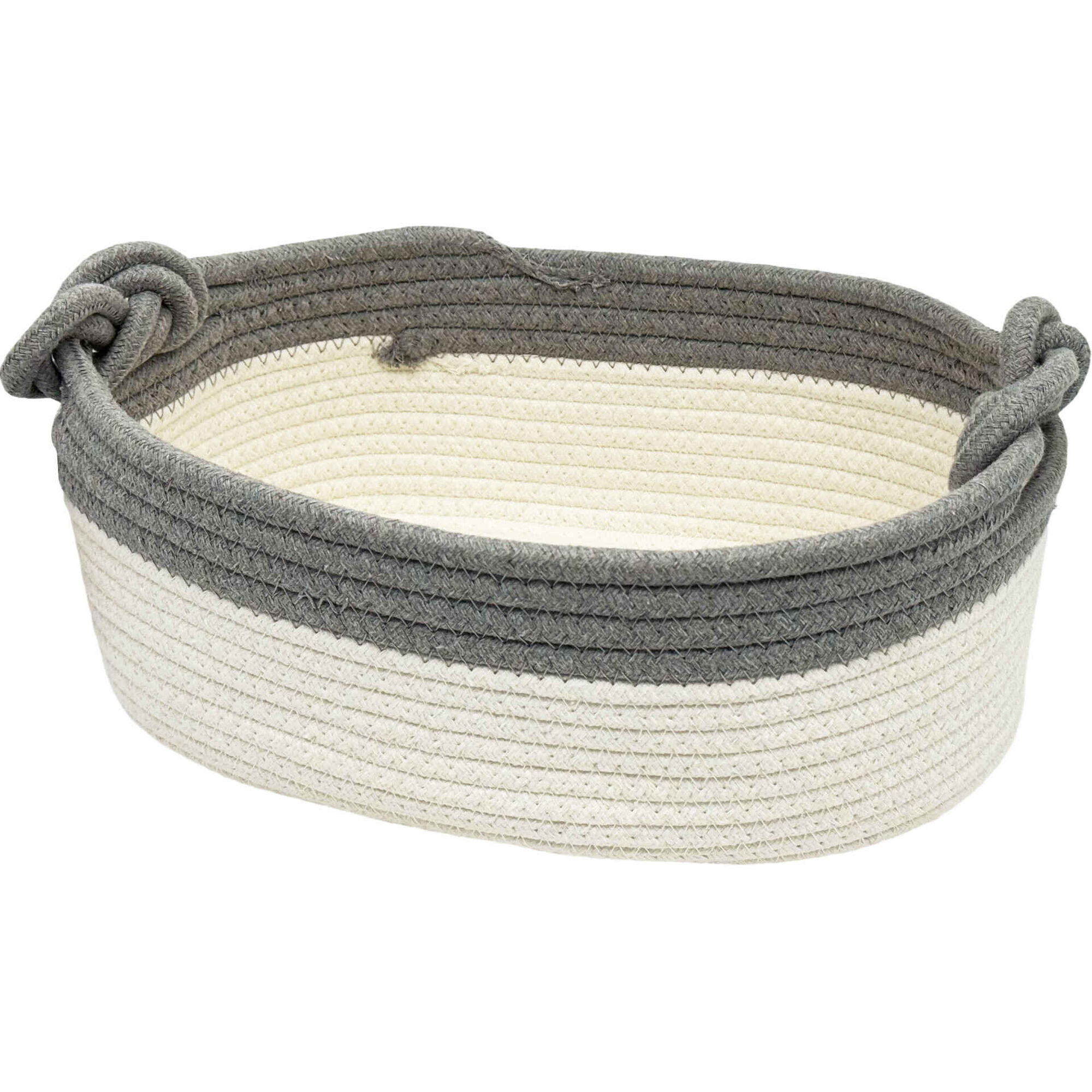 Cesto Oval Branco e Cinza Kasa